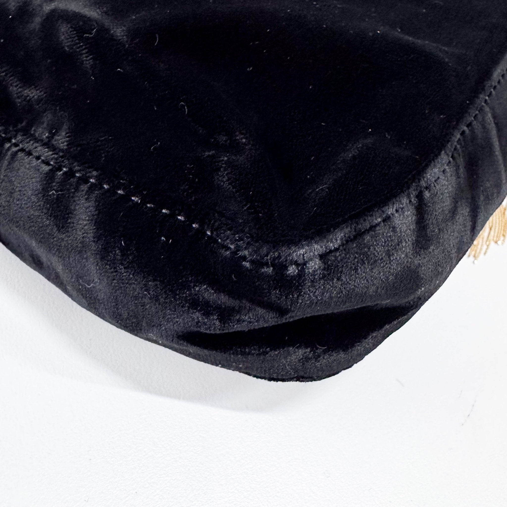 FENDI Baguette in Black Velvet with Gold Metallic Fringing, in , Sold by HIVE PRELOVED - Shoulder Bags, ,