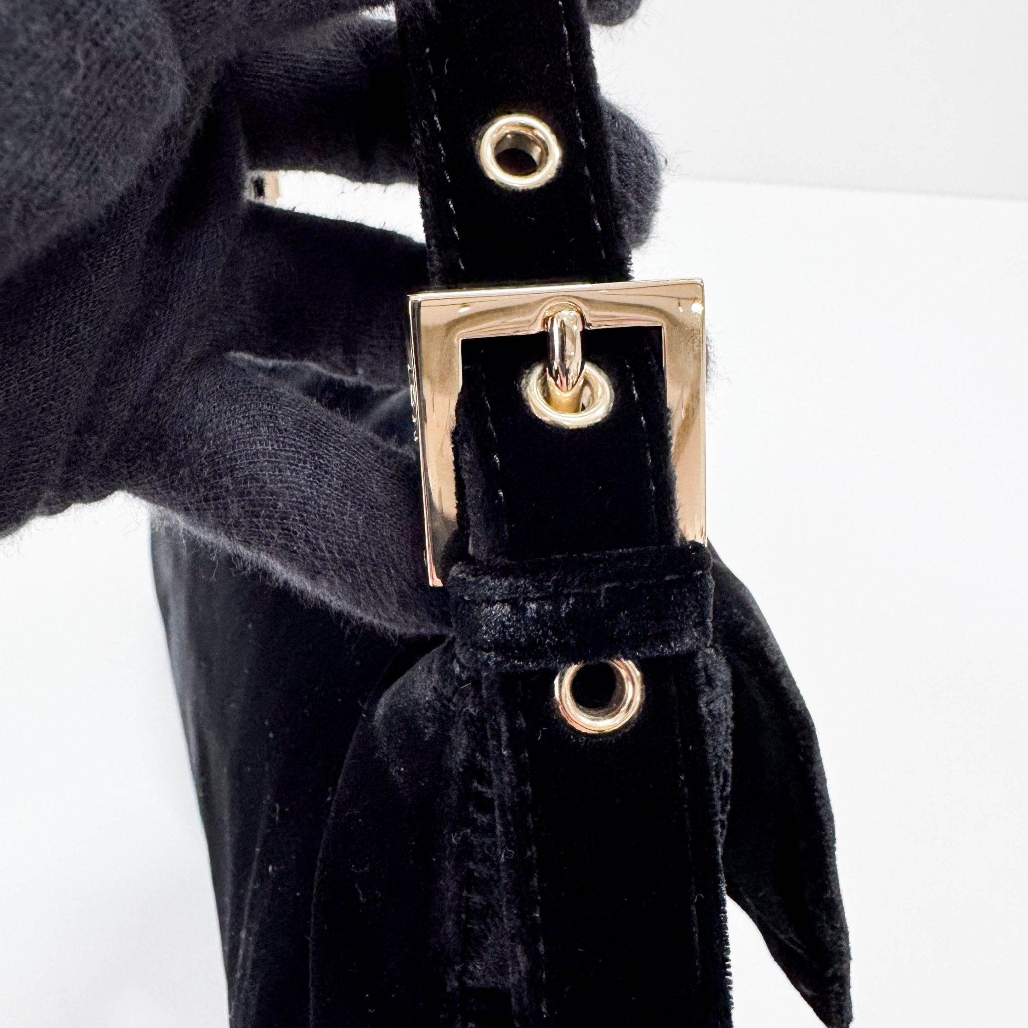 FENDI Baguette in Black Velvet with Gold Metallic Fringing, in , Sold by HIVE PRELOVED - Shoulder Bags, ,