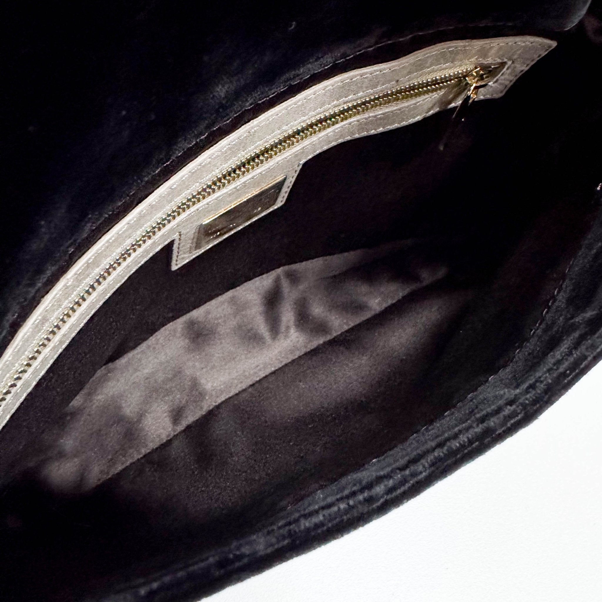 FENDI Baguette in Black Velvet with Gold Metallic Fringing, in , Sold by HIVE PRELOVED - Shoulder Bags, ,