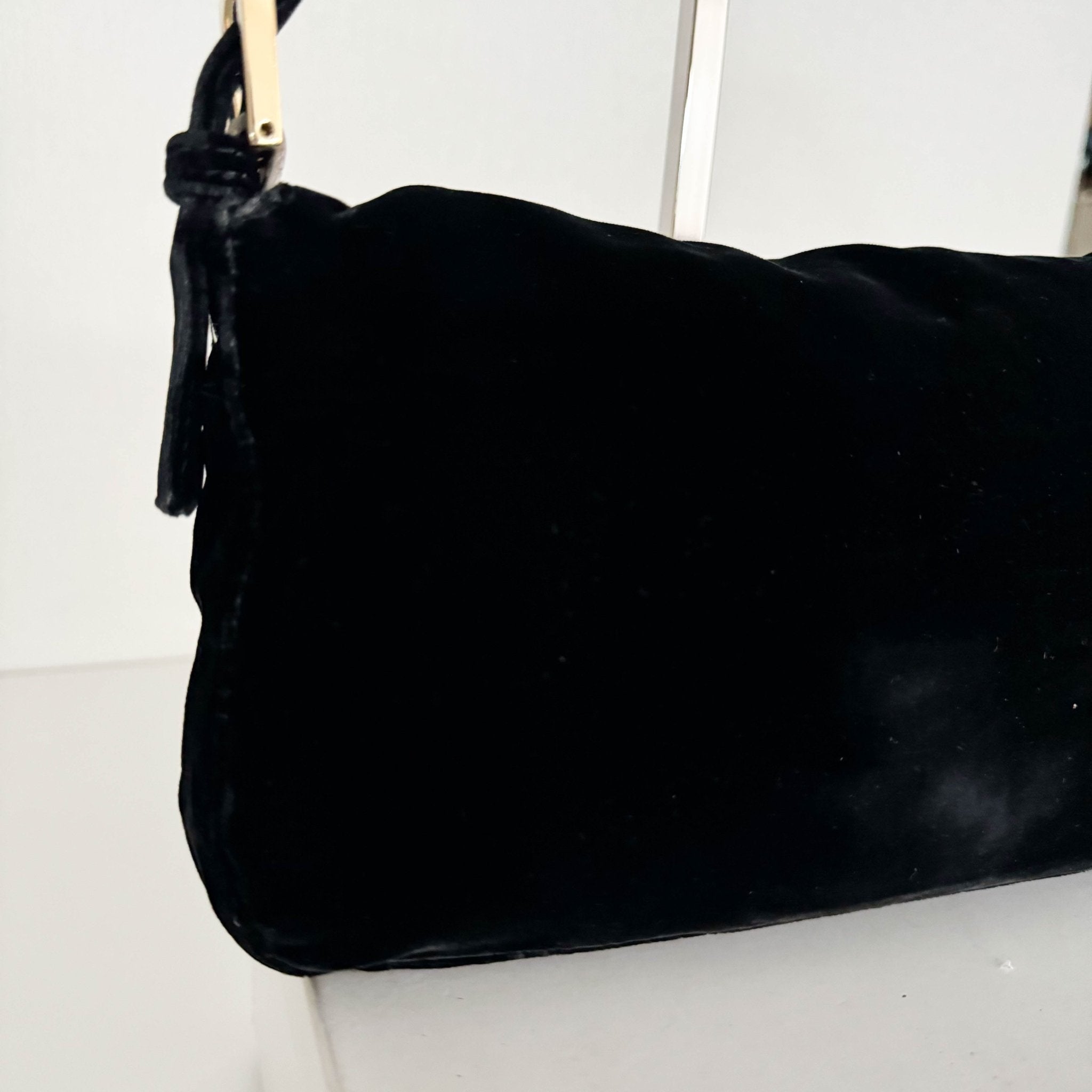 FENDI Baguette in Black Velvet with Gold Metallic Fringing, in , Sold by HIVE PRELOVED - Shoulder Bags, ,