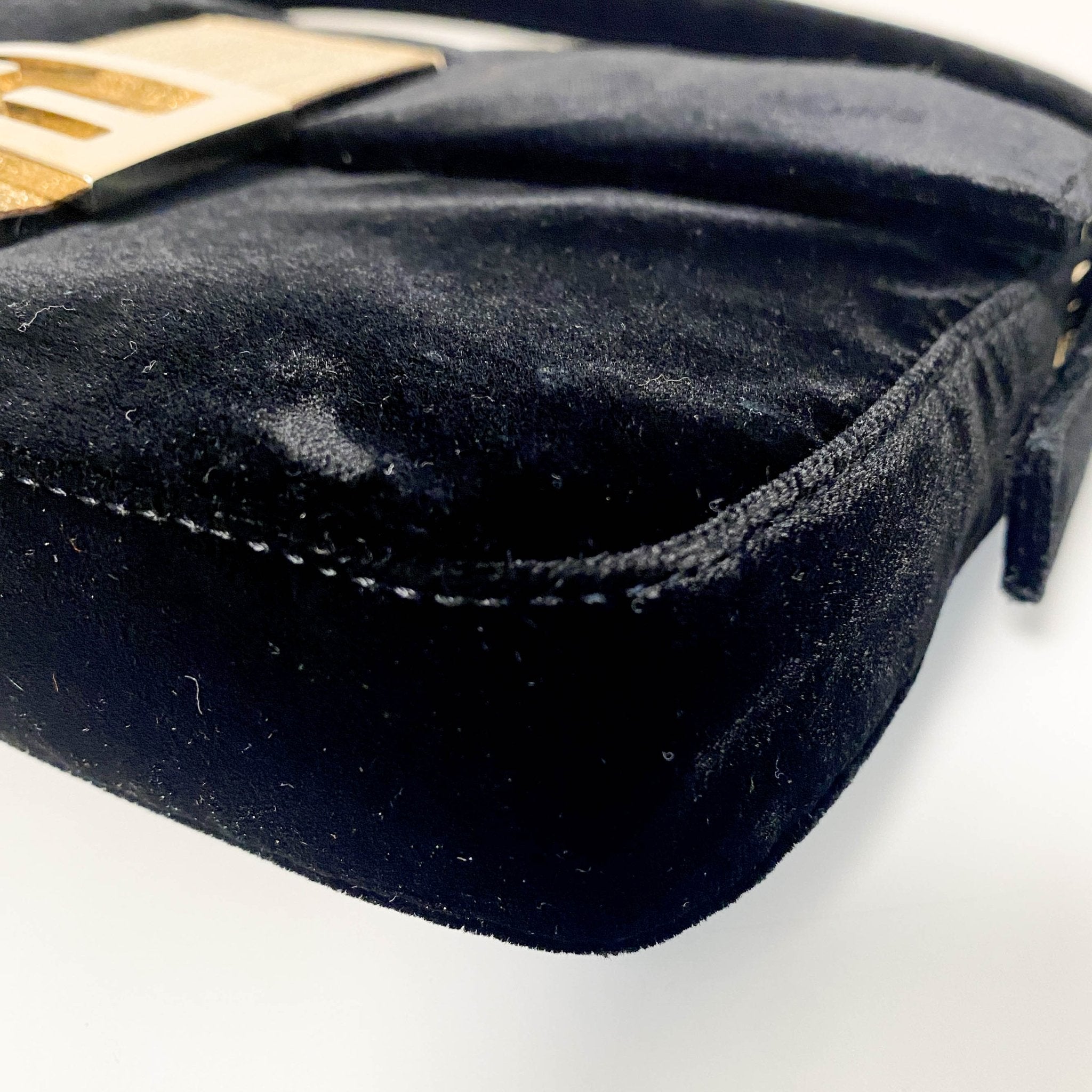 FENDI Baguette in Black Velvet with Gold Metallic Fringing, in , Sold by HIVE PRELOVED - Shoulder Bags, ,