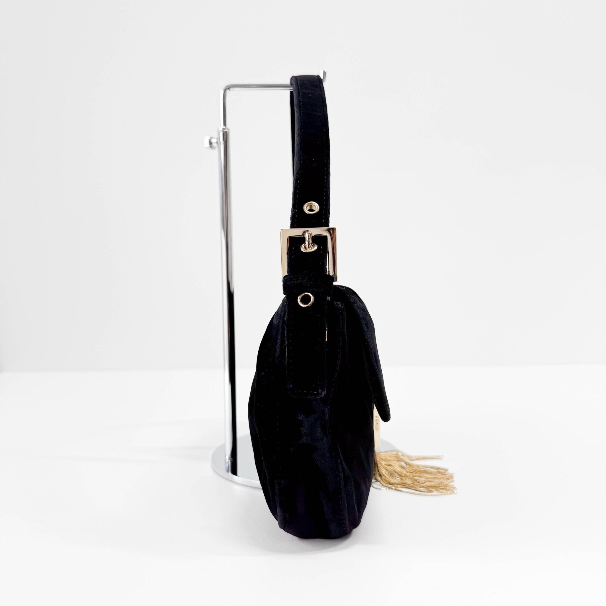FENDI Baguette in Black Velvet with Gold Metallic Fringing, in , Sold by HIVE PRELOVED - Shoulder Bags, ,