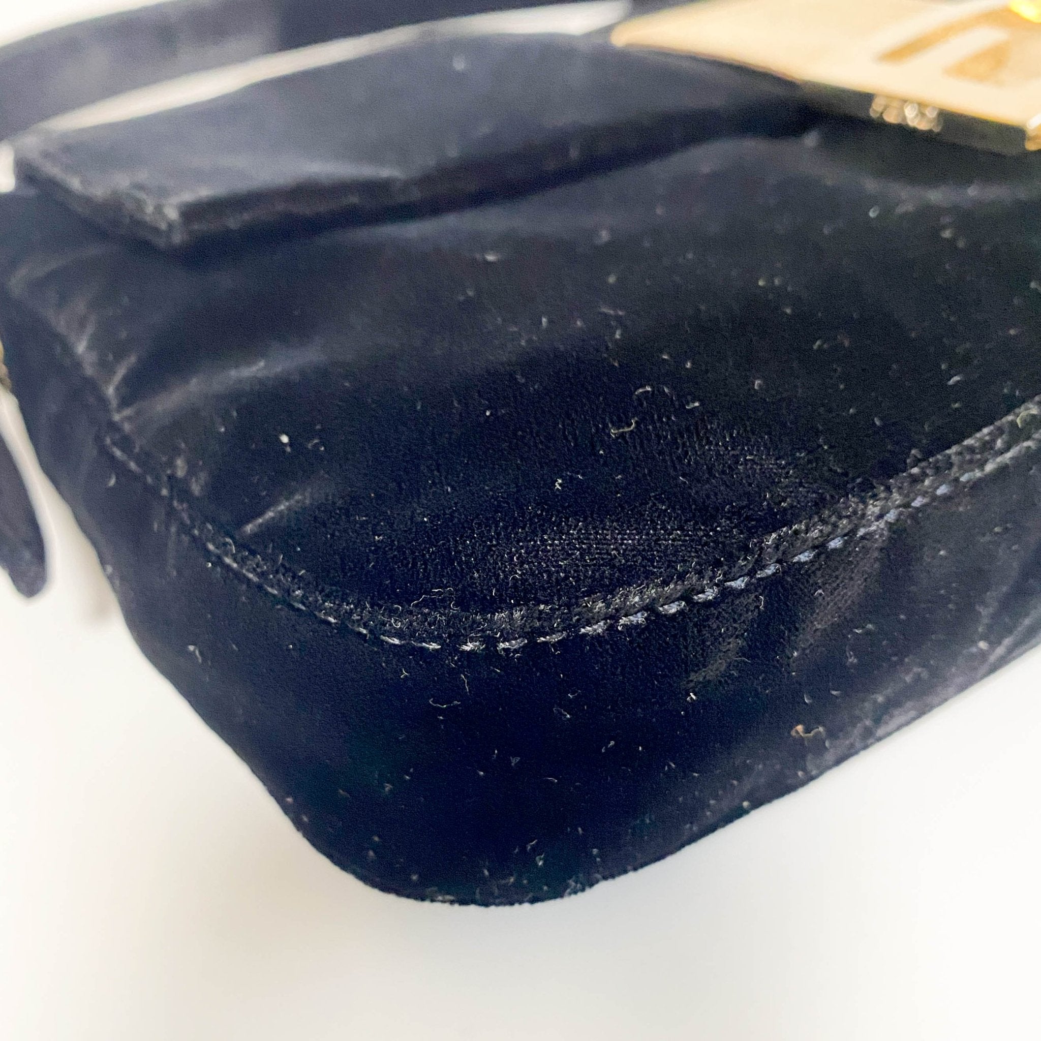 FENDI Baguette in Black Velvet with Gold Metallic Fringing, in , Sold by HIVE PRELOVED - Shoulder Bags, ,