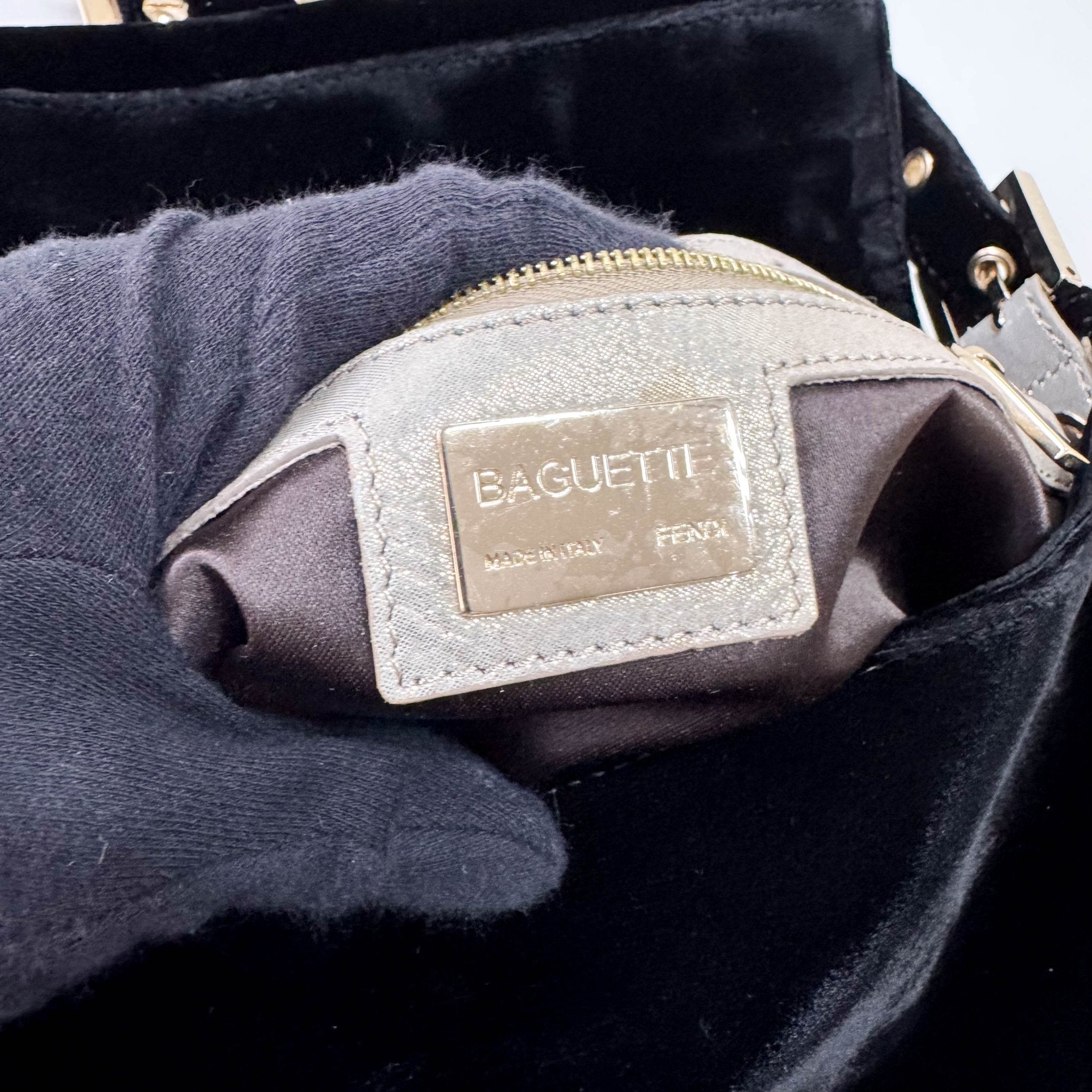 FENDI Baguette in Black Velvet with Gold Metallic Fringing, in , Sold by HIVE PRELOVED - Shoulder Bags, ,