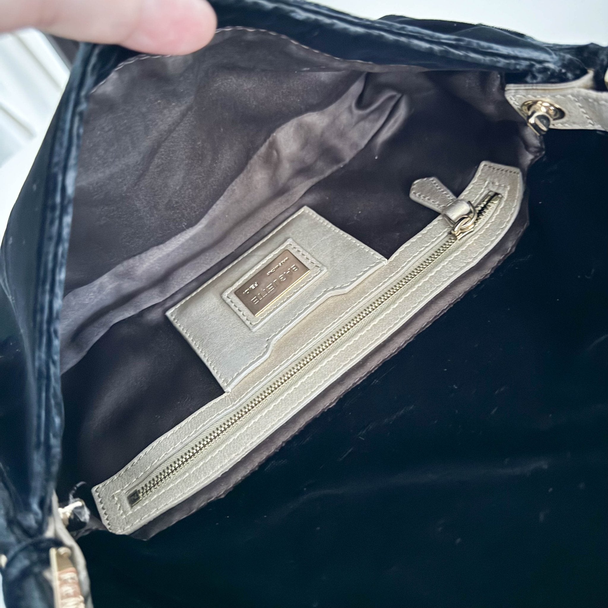 FENDI Baguette in Black Velvet with Gold Metallic Fringing, in , Sold by HIVE PRELOVED - Shoulder Bags, ,