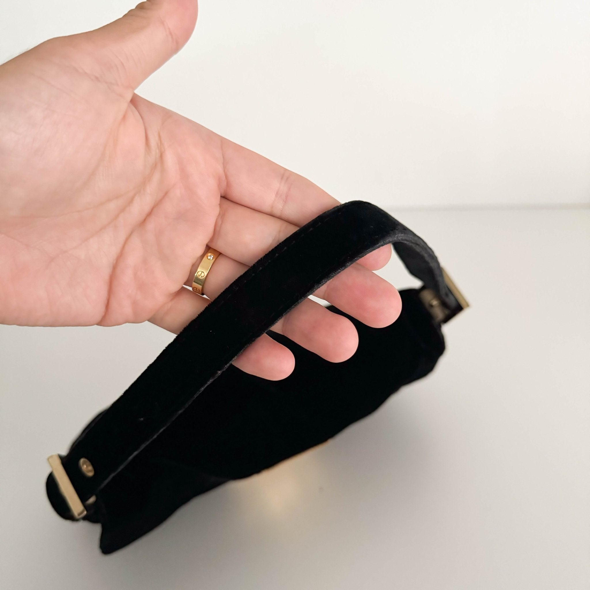 FENDI Baguette in Black Velvet with Gold Metallic Fringing, in , Sold by HIVE PRELOVED - Shoulder Bags, ,