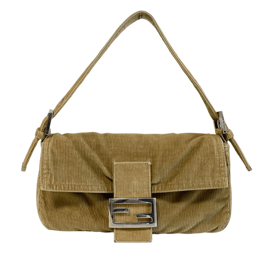 FENDI Baguette Khaki Corduroy Shoulder Bag, in , Sold by HIVE PRELOVED - Shoulder Bags, ,