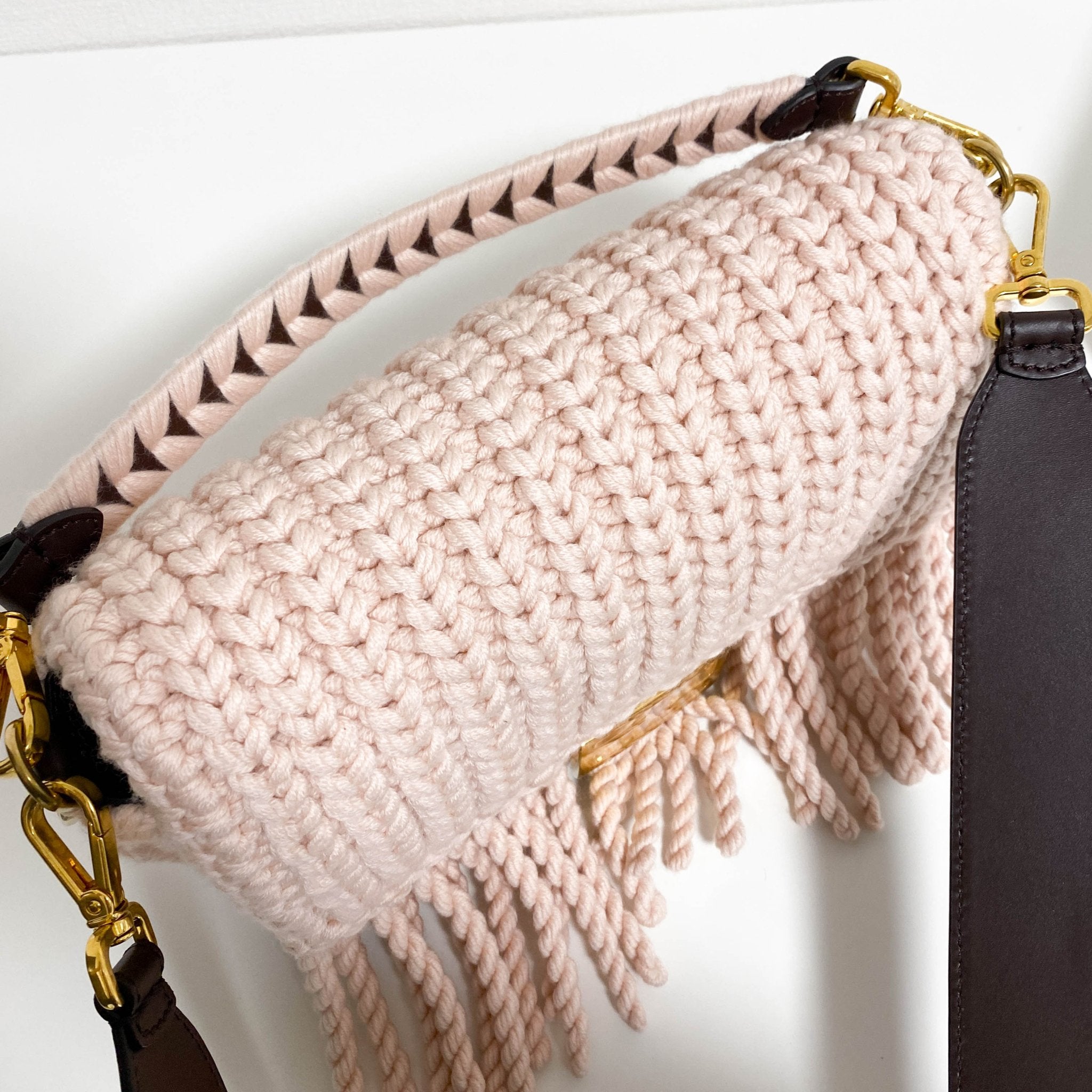 FENDI Baguette Knit Pink Shoulder Bag, in , Sold by HIVE PRELOVED - Handle Bags, Shoulder Bags,