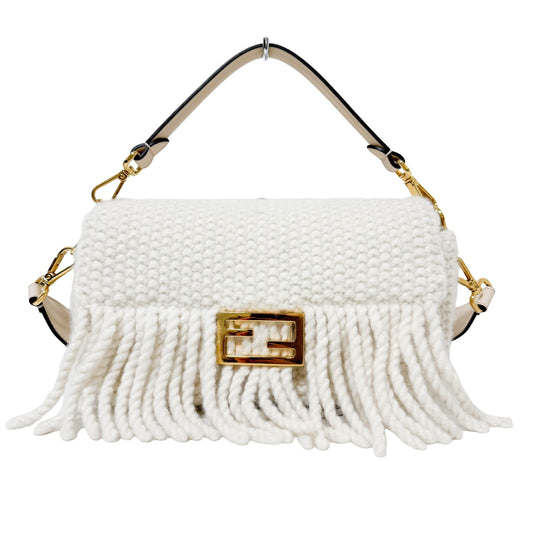 FENDI Baguette Knit White Leather Shouolder Bag, in , Sold by HIVE PRELOVED - Shoulder Bags, ,