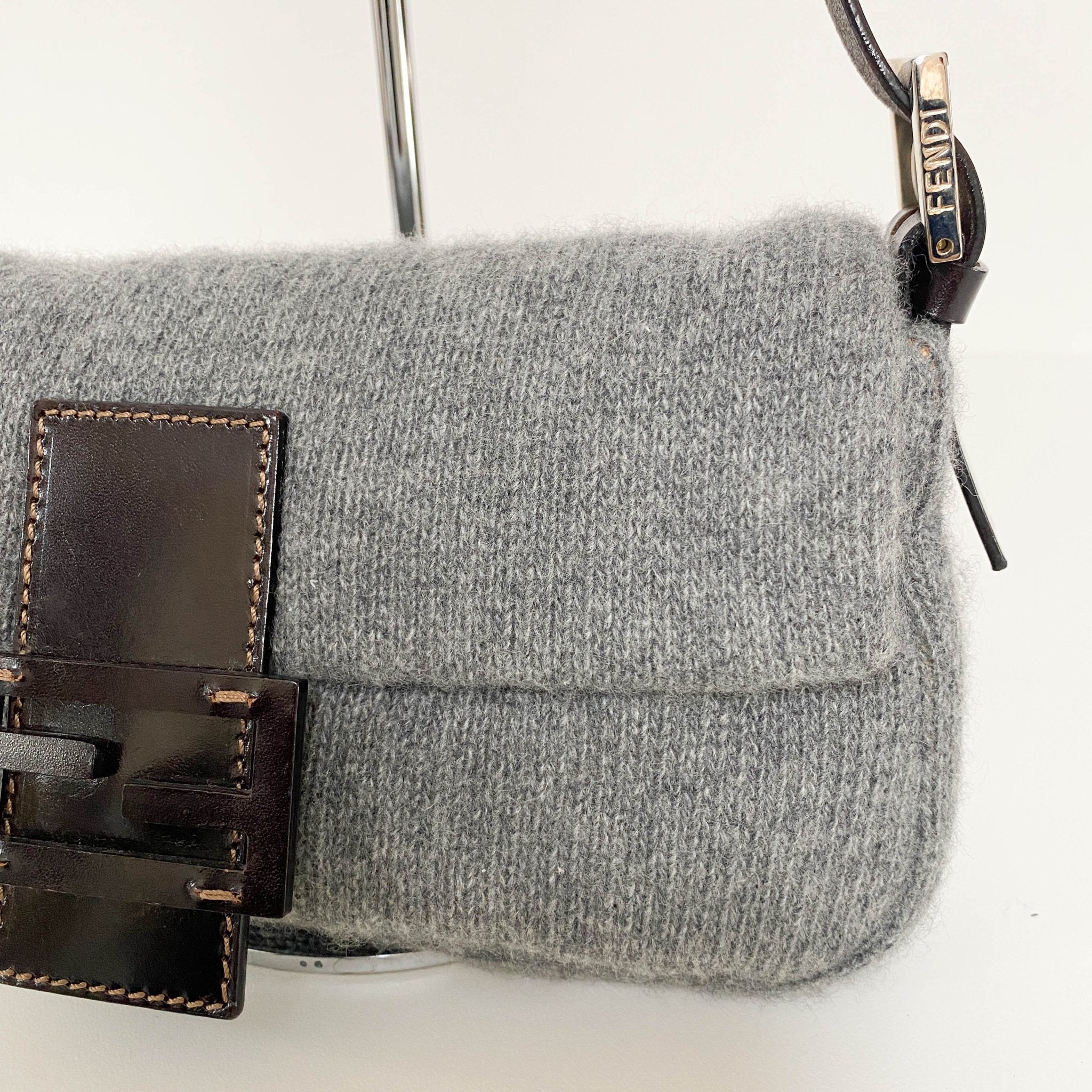 FENDI Baguette Knit Wool Grey Shoulder Bag – HIVE PRELOVED