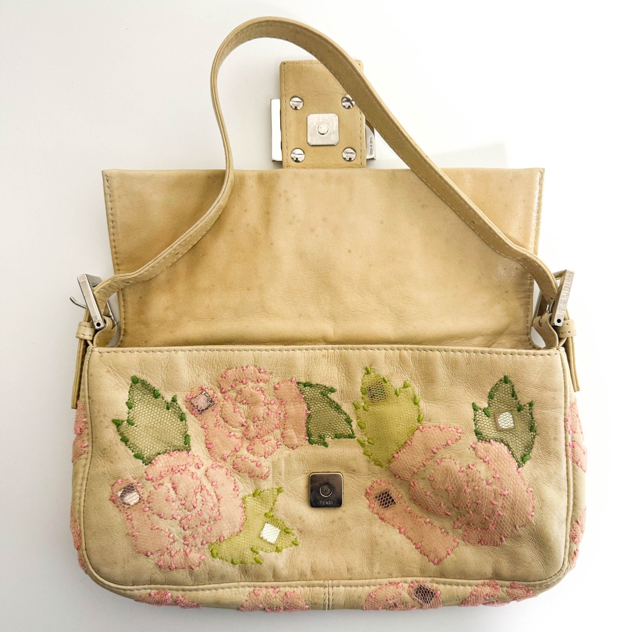FENDI Baguette Leather Flower Embroidered, in , Sold by HIVE PRELOVED - Shoulder Bags, ,