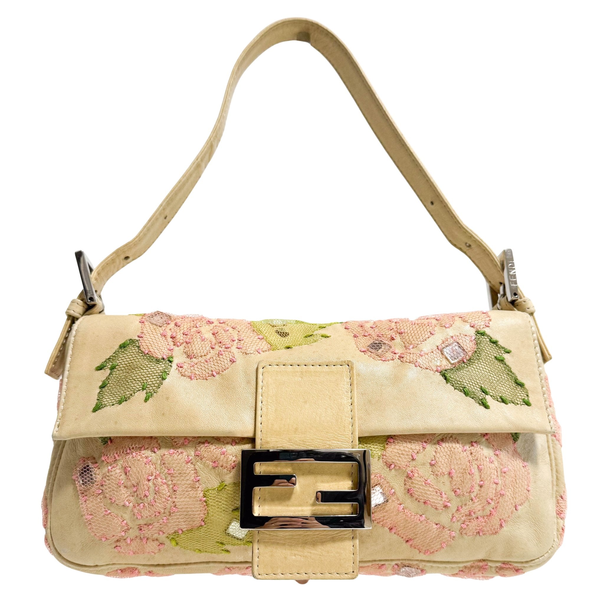 FENDI Baguette Leather Flower Embroidered, in , Sold by HIVE PRELOVED - Shoulder Bags, ,