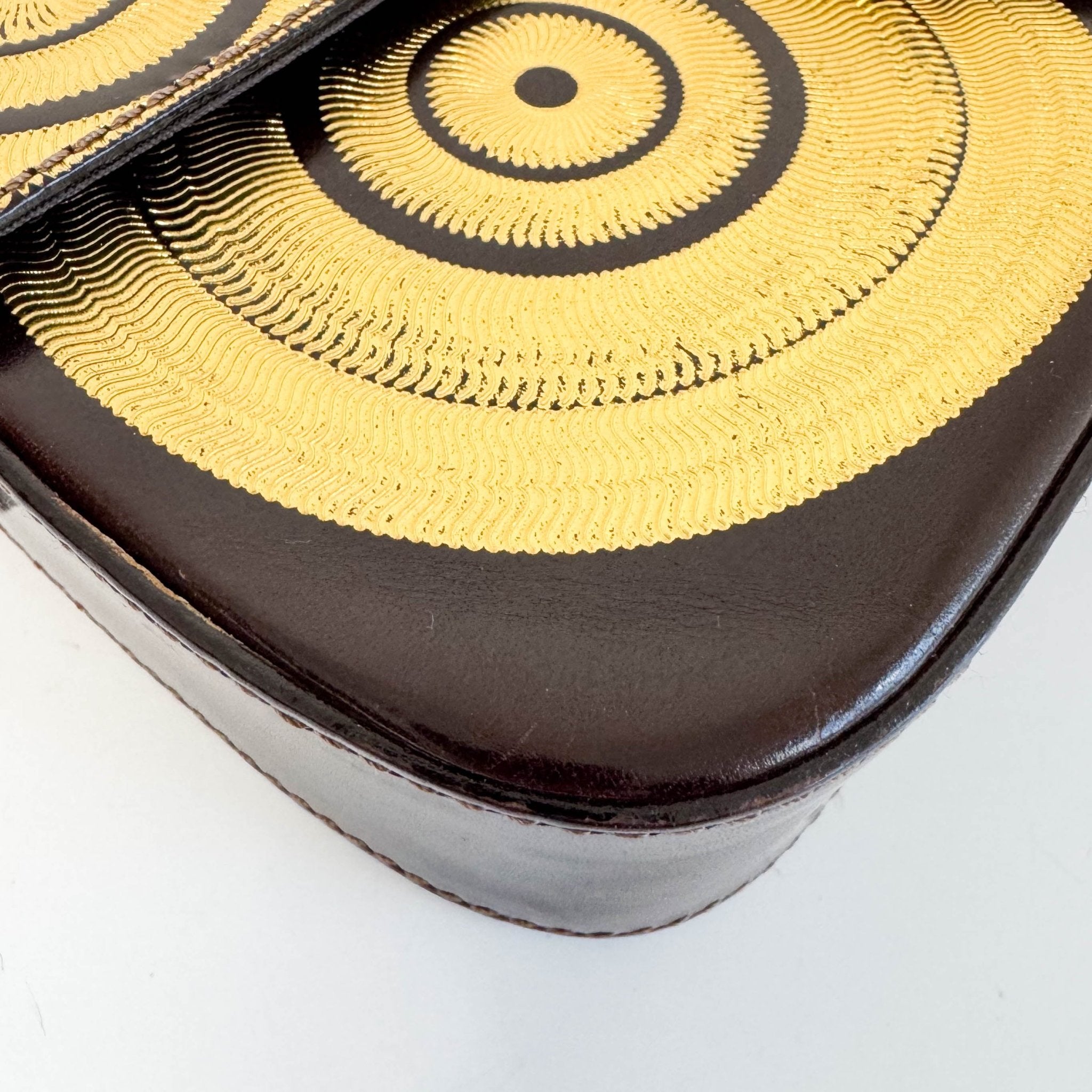 FENDI Baguette Limited Edition Brown Leather Gold Printed Shoulder Bag, in , Sold by HIVE PRELOVED - Shoulder Bags, ,