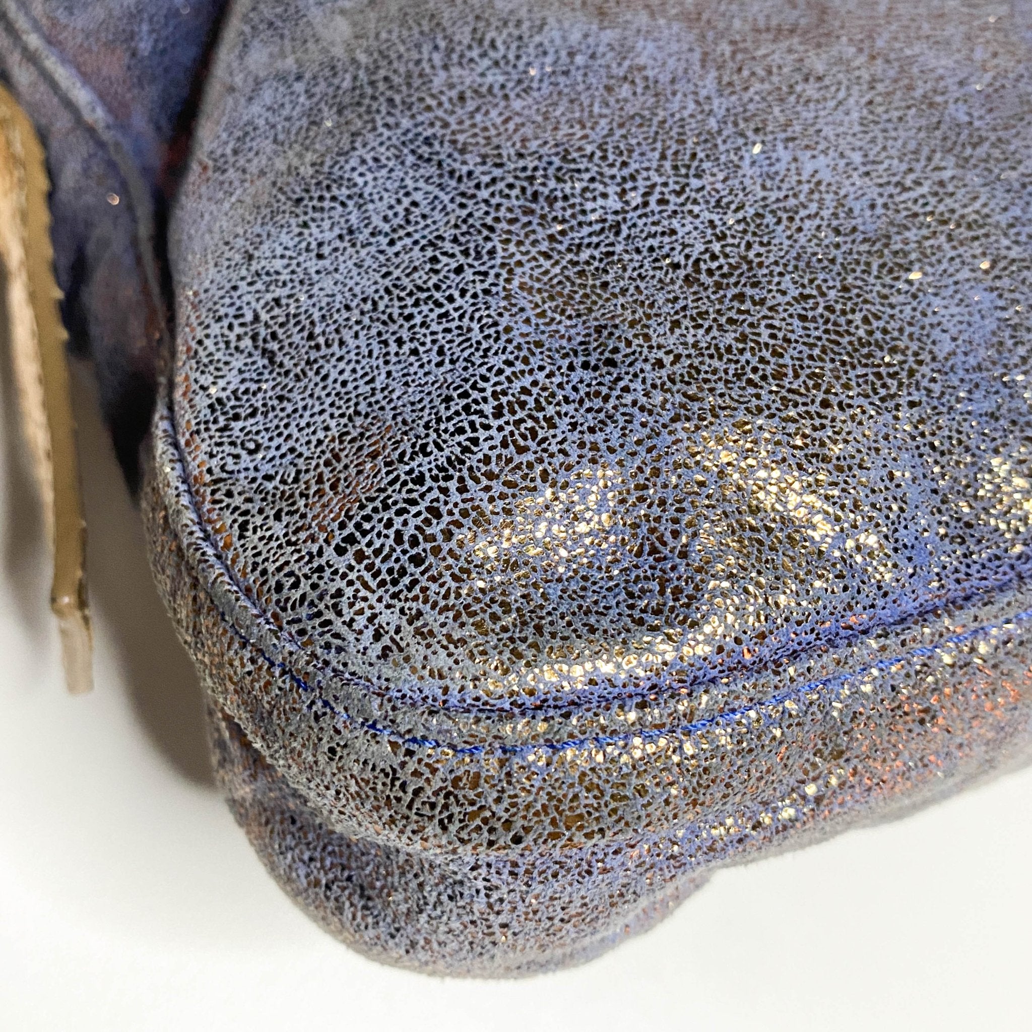 FENDI Baguette Metallic Blue / Gold Leather Shoulder Bag Python Strap Marble Hardware, Sold by HIVE PRELOVED-Shoulder Bags