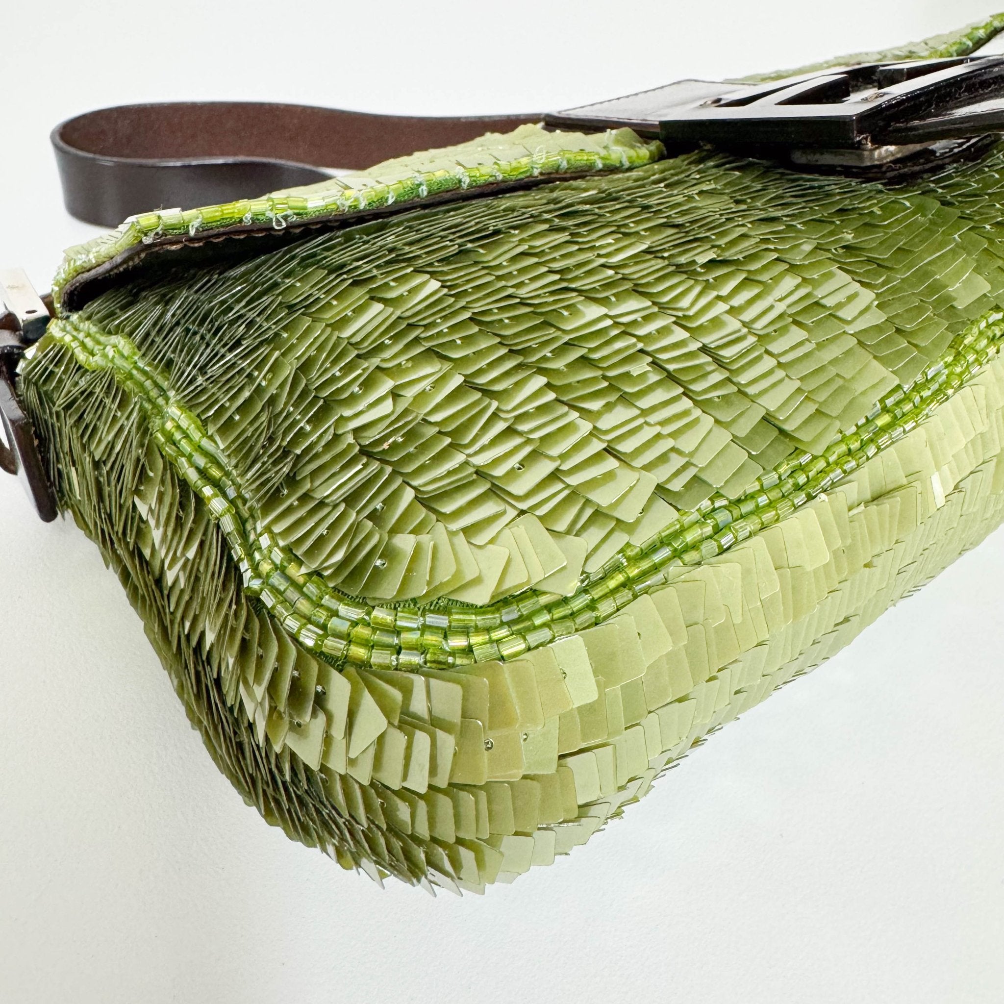 FENDI Baguette Metallic Green Sequin Shoulder Bag, in , Sold by HIVE PRELOVED - Shoulder Bags, ,