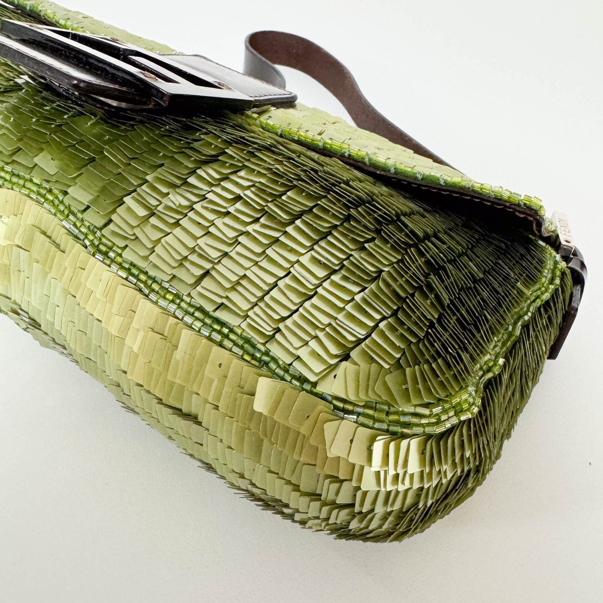 FENDI Baguette Metallic Green Sequin Shoulder Bag, in , Sold by HIVE PRELOVED - Shoulder Bags, ,