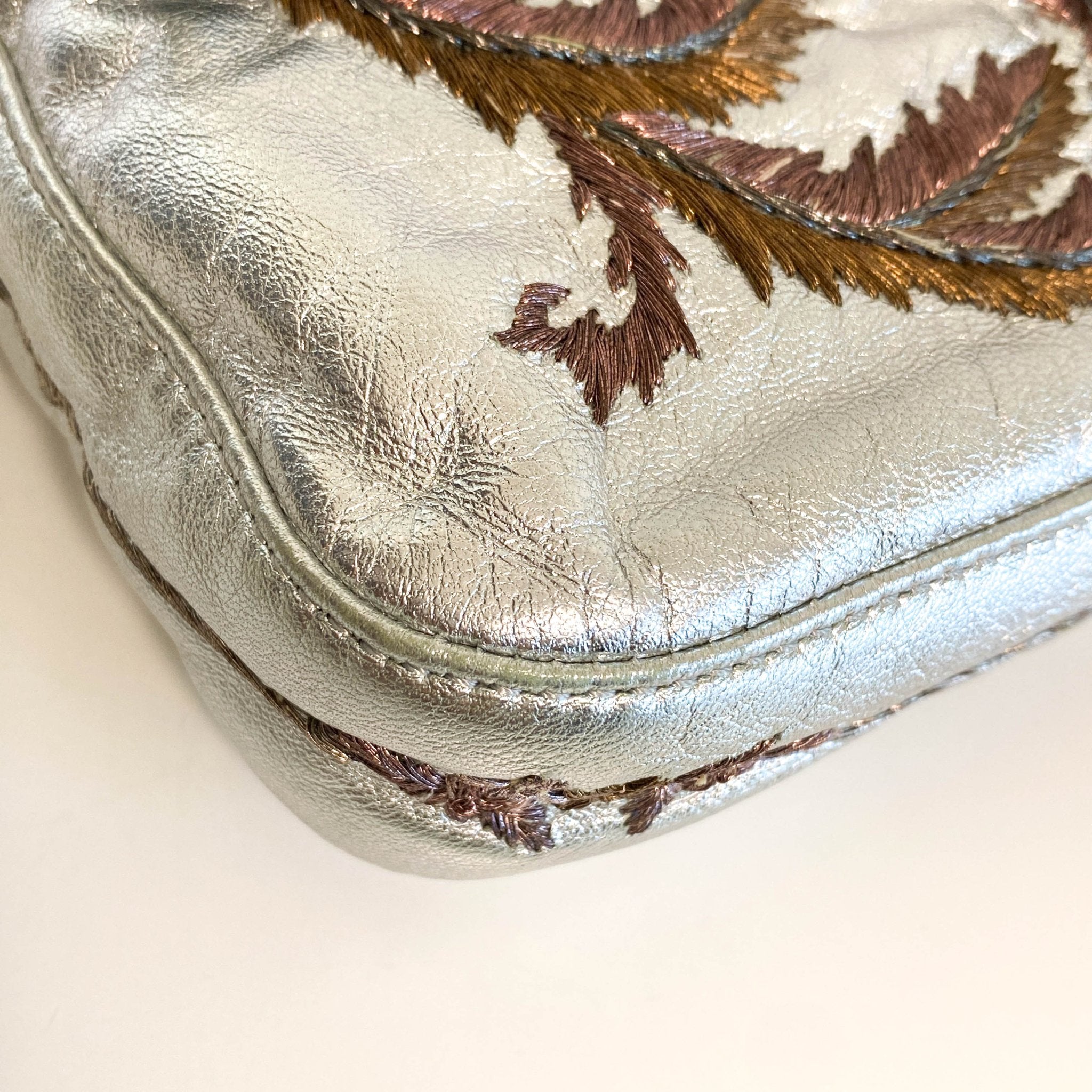 FENDI Baguette Metallic Silver Leather / Embroidered Shoulder Bag, in , Sold by HIVE PRELOVED - Shoulder Bags, ,