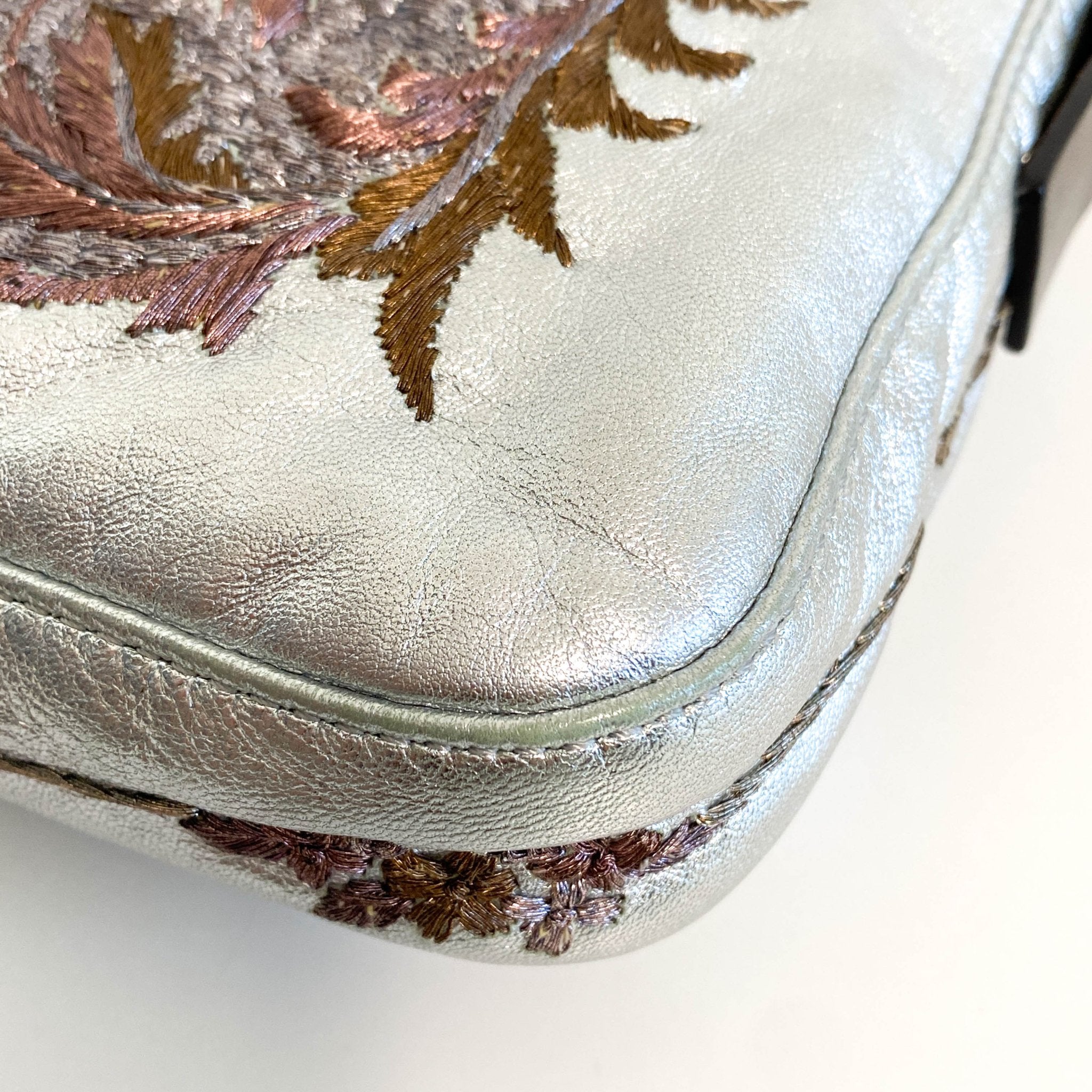 FENDI Baguette Metallic Silver Leather / Embroidered Shoulder Bag, in , Sold by HIVE PRELOVED - Shoulder Bags, ,