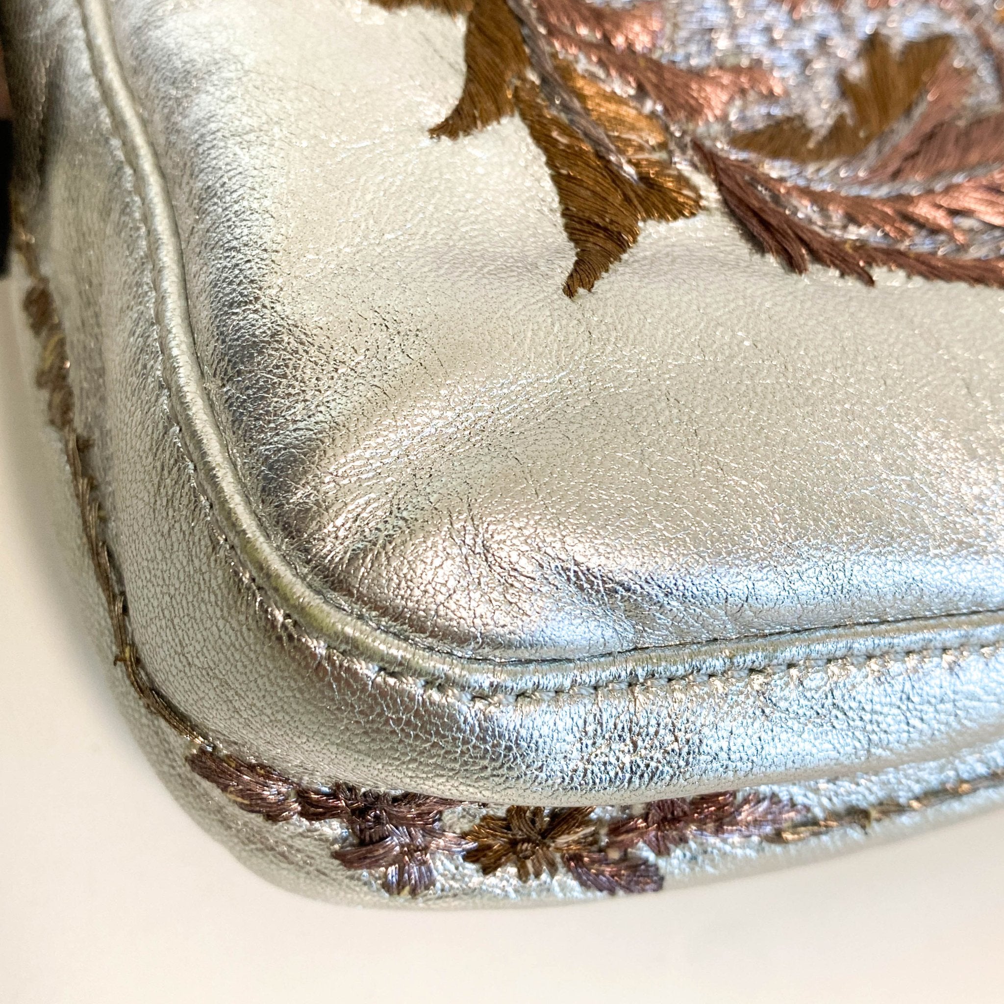 FENDI Baguette Metallic Silver Leather / Embroidered Shoulder Bag, in , Sold by HIVE PRELOVED - Shoulder Bags, ,