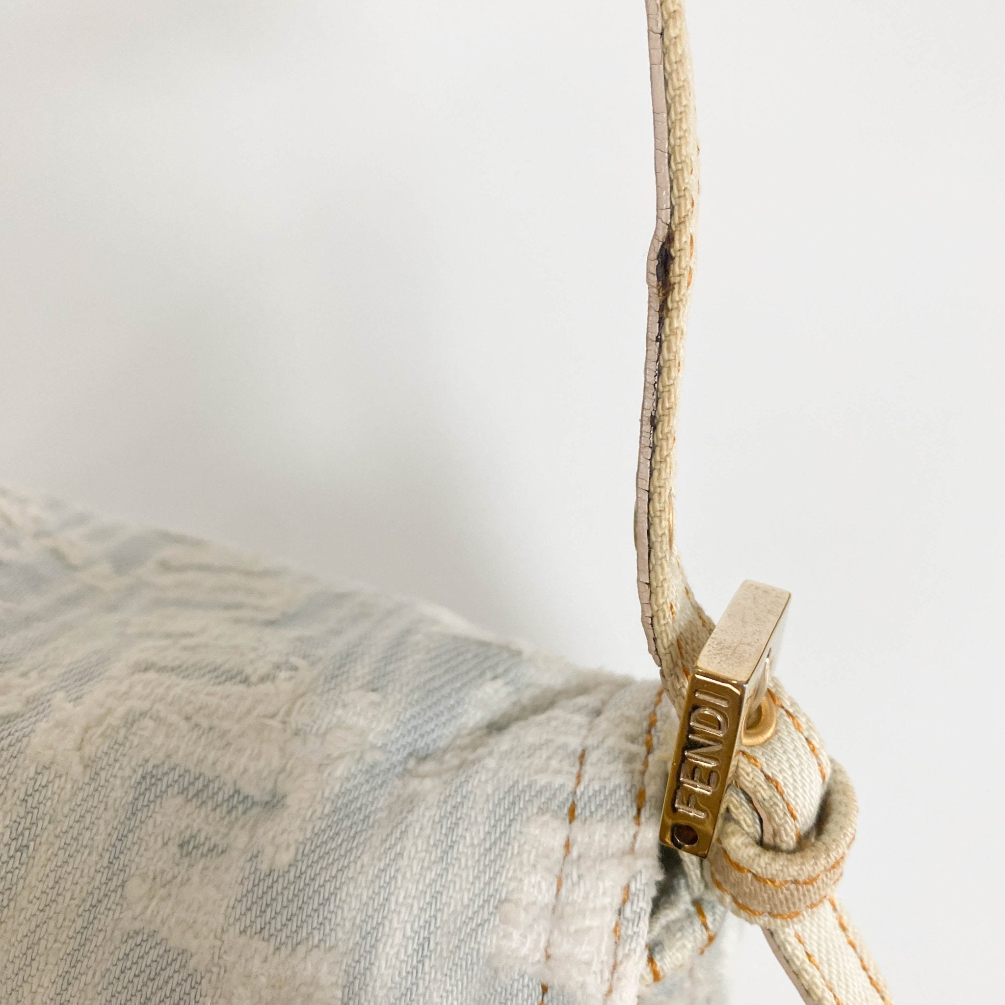 FENDI Baguette Mini Light Blue White Denim / Gold Hardware, in , Sold by HIVE PRELOVED - Mini bags, Shoulder Bags,