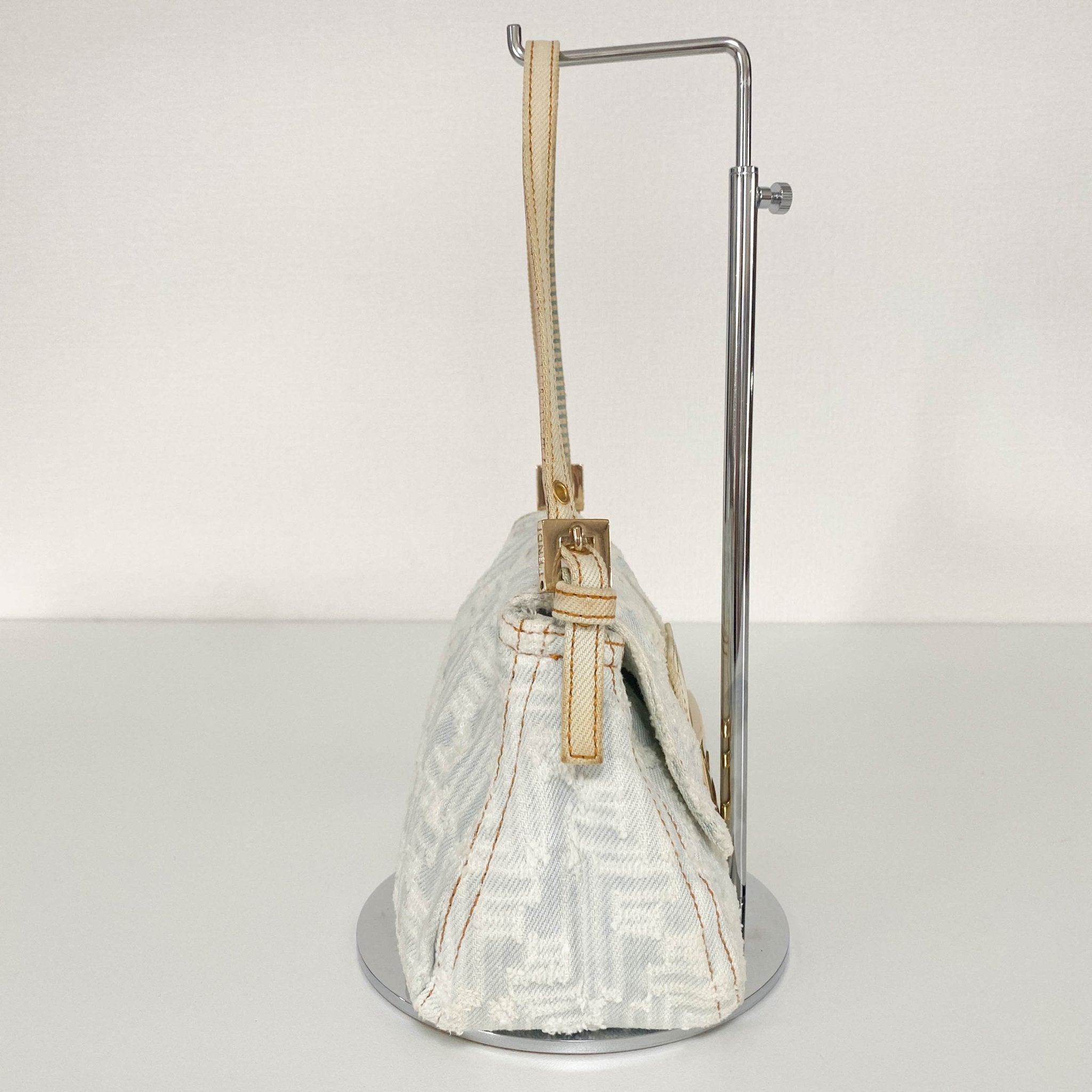 FENDI Baguette Mini Light Blue White Denim / Gold Hardware, in , Sold by HIVE PRELOVED - Mini bags, Shoulder Bags,