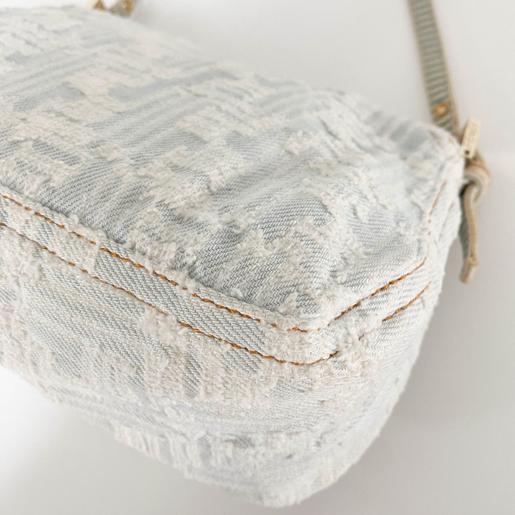 FENDI Baguette Mini Light Blue White Denim / Gold Hardware, in , Sold by HIVE PRELOVED - Mini bags, Shoulder Bags,