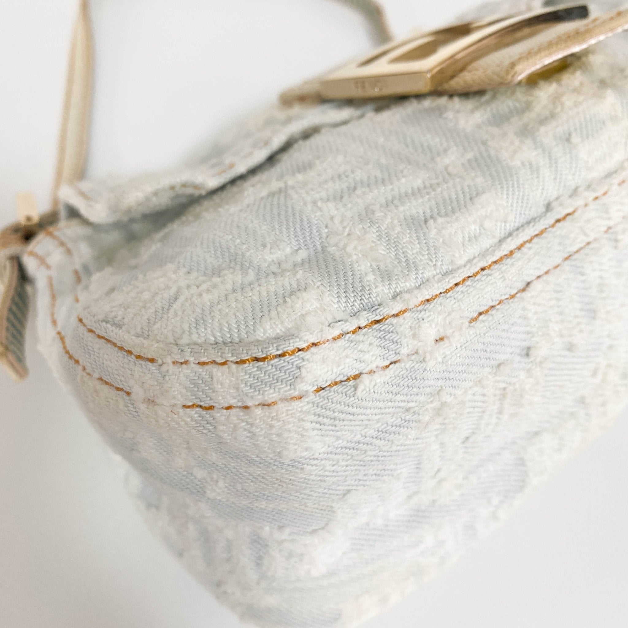 FENDI Baguette Mini Light Blue White Denim / Gold Hardware, in , Sold by HIVE PRELOVED - Mini bags, Shoulder Bags,