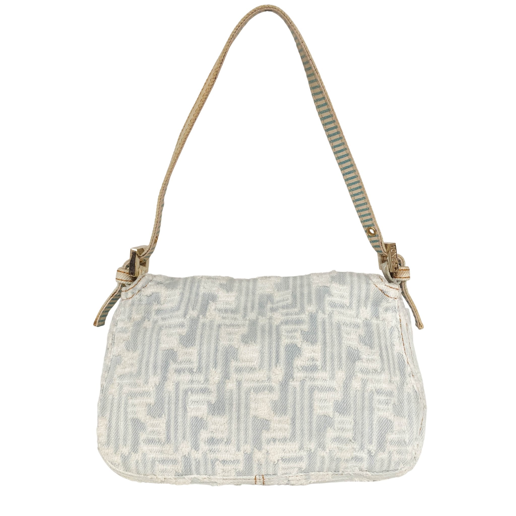 FENDI Baguette Mini Light Blue White Denim / Gold Hardware, in , Sold by HIVE PRELOVED - Mini bags, Shoulder Bags,
