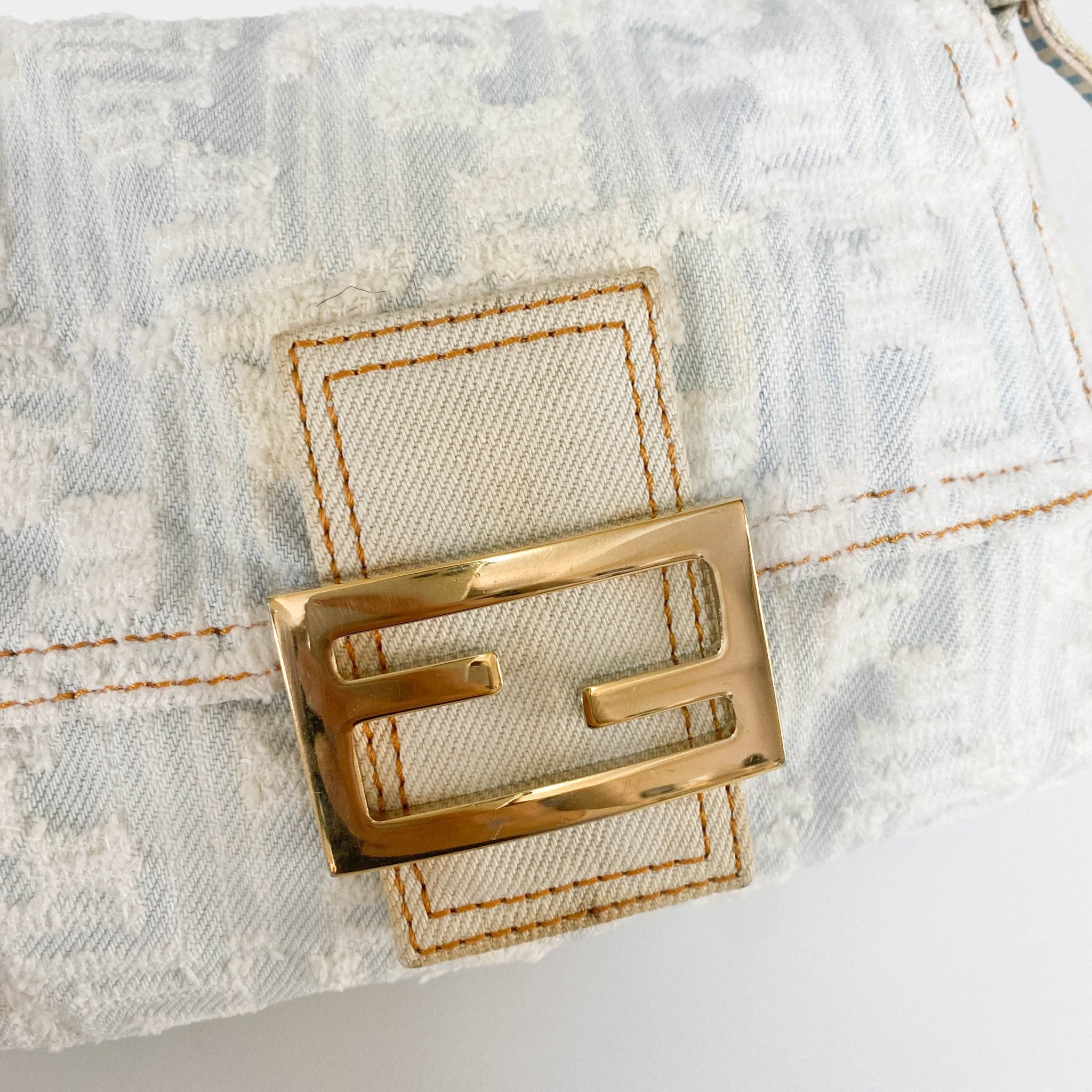FENDI Baguette Mini Light Blue White Denim / Gold Hardware, in , Sold by HIVE PRELOVED - Mini bags, Shoulder Bags,