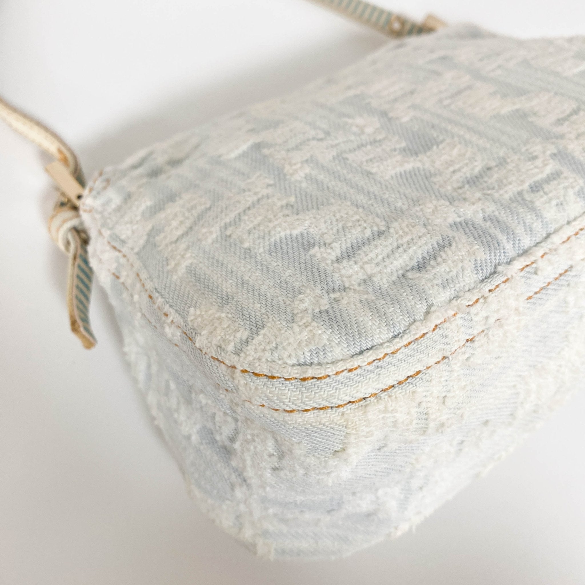 FENDI Baguette Mini Light Blue White Denim / Gold Hardware, in , Sold by HIVE PRELOVED - Mini bags, Shoulder Bags,