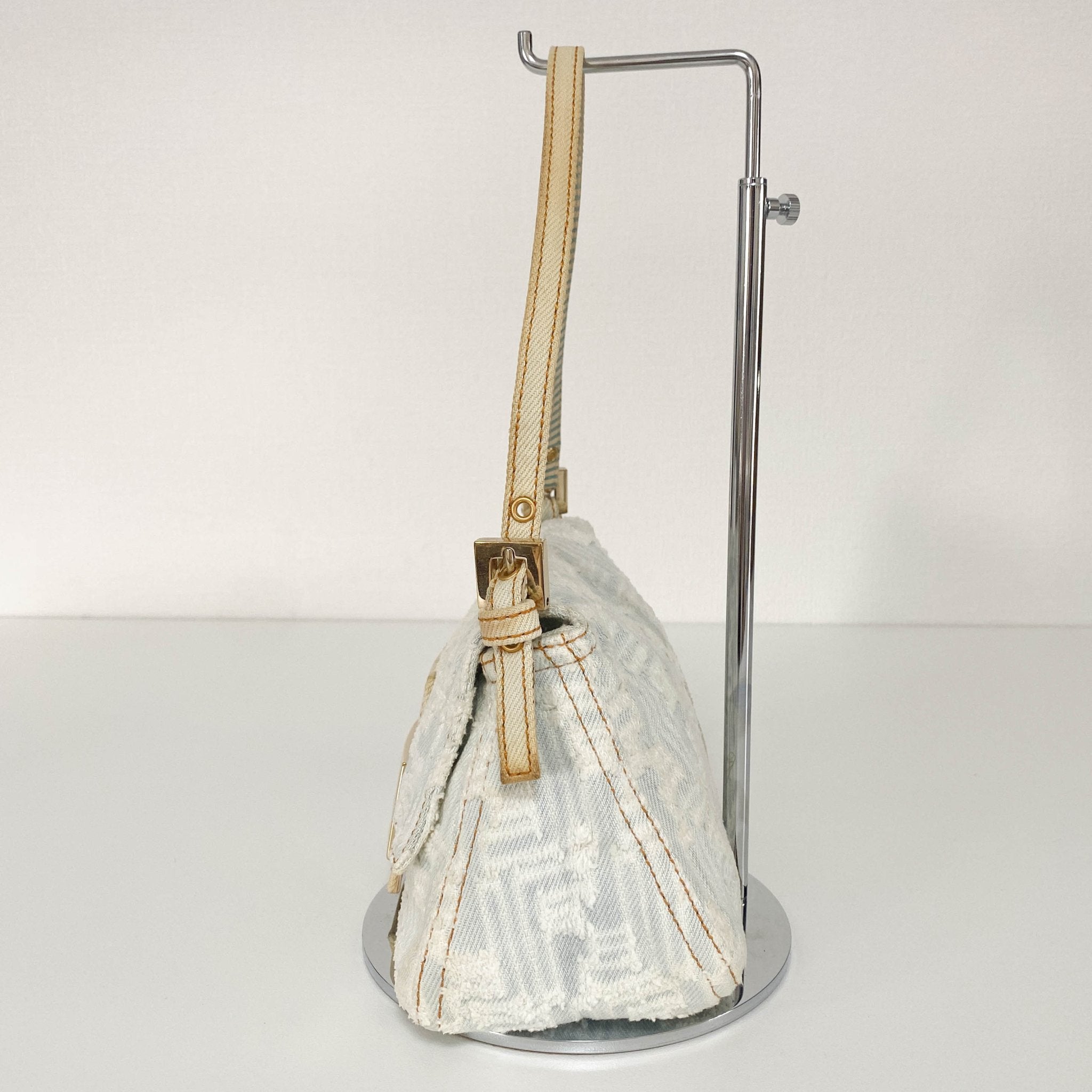 FENDI Baguette Mini Light Blue White Denim / Gold Hardware, in , Sold by HIVE PRELOVED - Mini bags, Shoulder Bags,