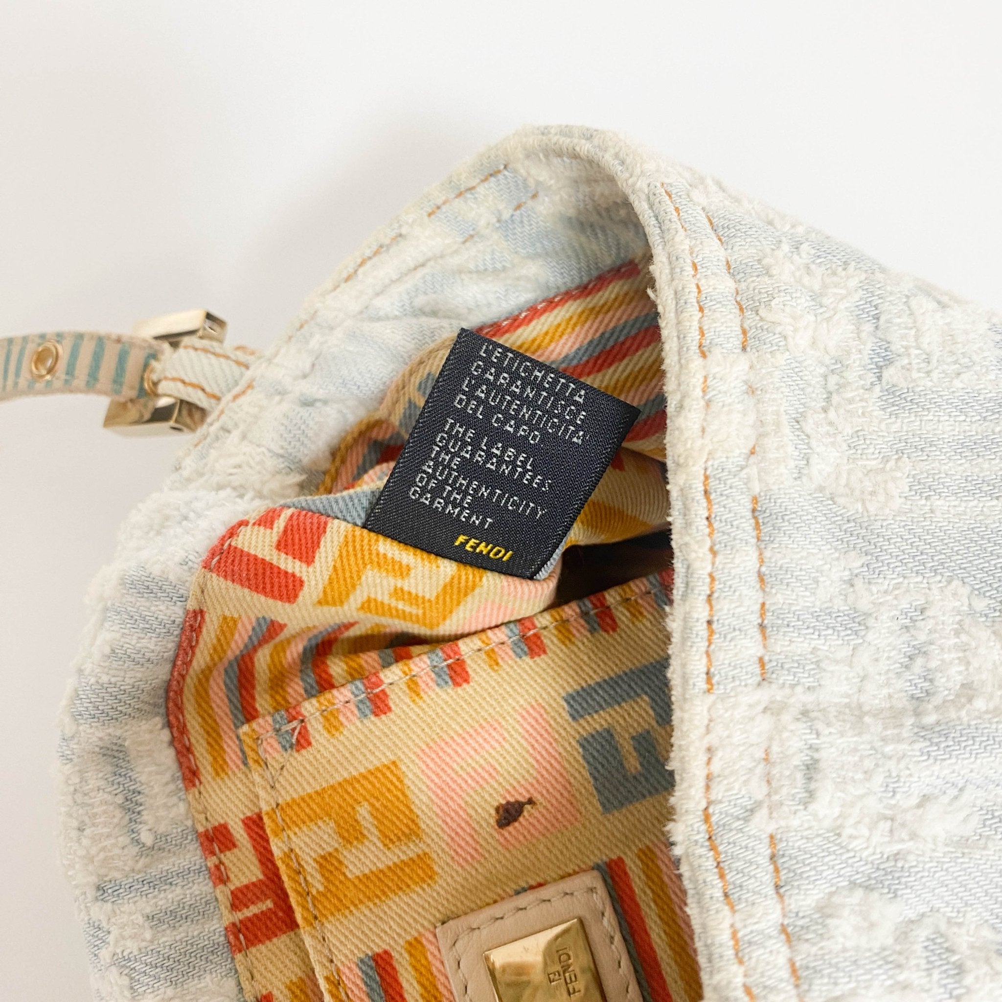 FENDI Baguette Mini Light Blue White Denim / Gold Hardware, in , Sold by HIVE PRELOVED - Mini bags, Shoulder Bags,