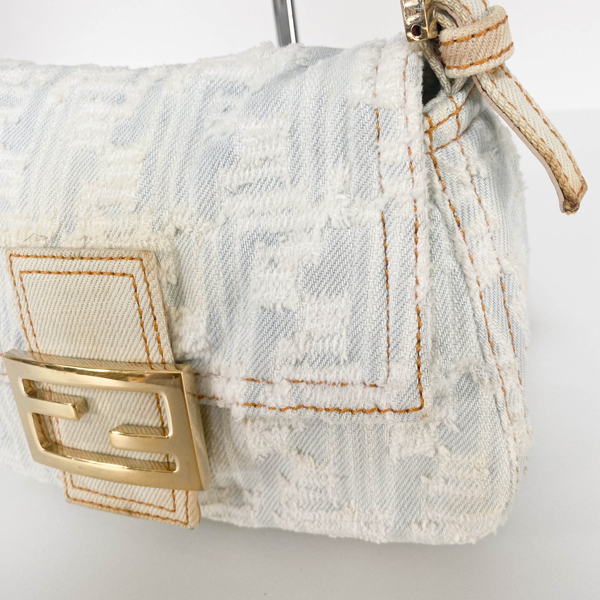 FENDI Baguette Mini Light Blue White Denim / Gold Hardware, in , Sold by HIVE PRELOVED - Mini bags, Shoulder Bags,
