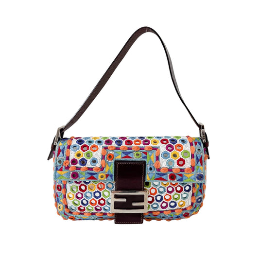 FENDI Baguette Multicolor Mirror Beaded Embroidered Shoulder Bag, in , Sold by HIVE PRELOVED - Shoulder Bags, ,
