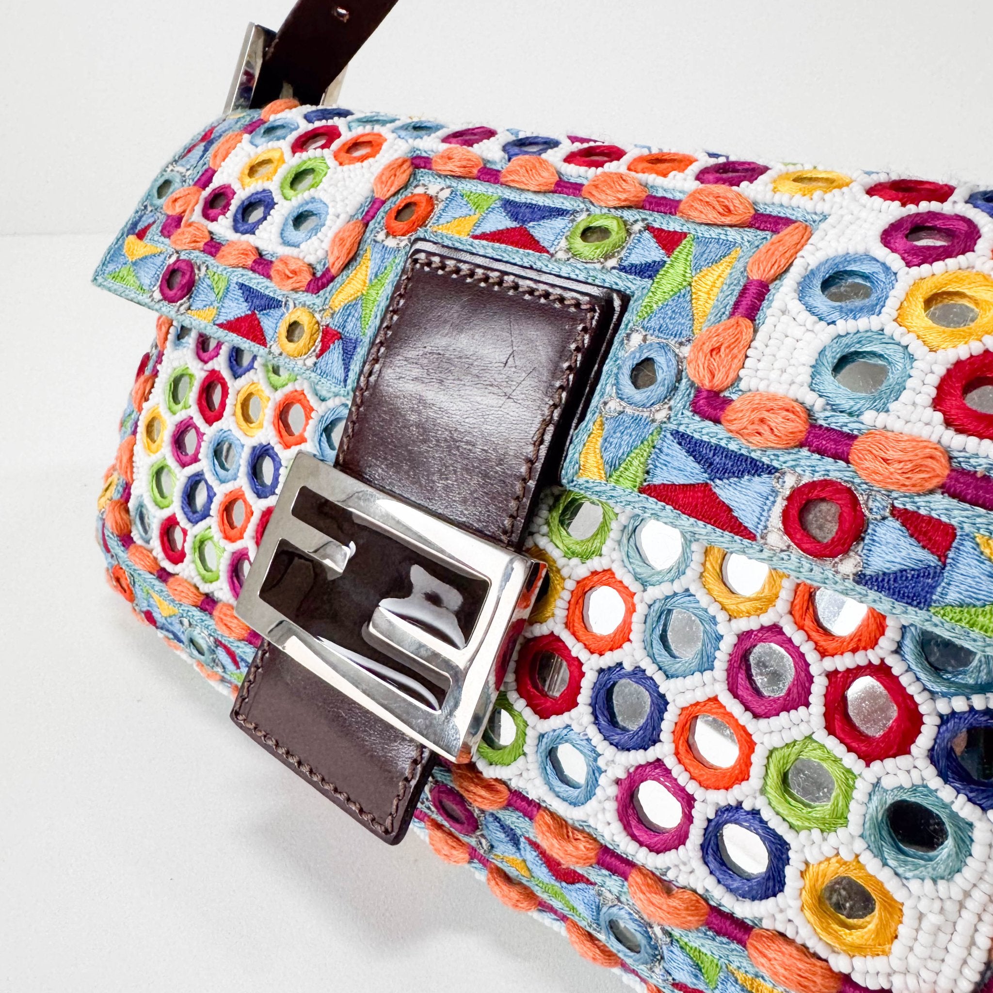 FENDI Baguette Multicolor Mirror Beaded Embroidered Shoulder Bag, in , Sold by HIVE PRELOVED - Shoulder Bags, ,