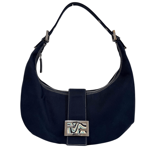 FENDI Baguette Navy Canvas Hobo Shoulder Bag, in , Sold by HIVE PRELOVED - Shoulder Bags, ,