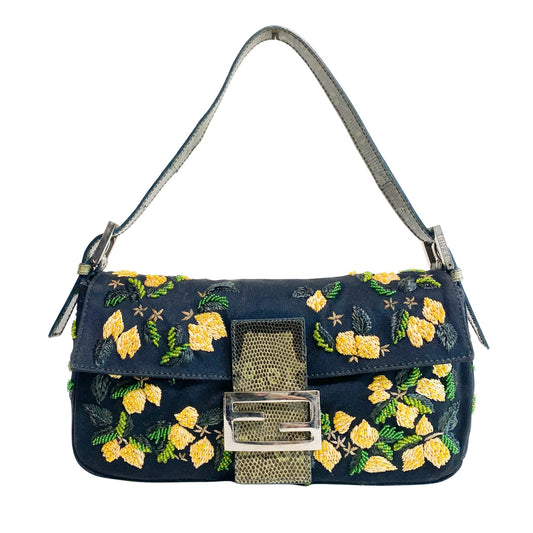 FENDI Baguette Neoprene Flower Embroidered, in , Sold by HIVE PRELOVED - Shoulder Bags, ,