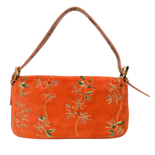 FENDI Baguette Orange Suede Embroidered Shoulder Bag, in , Sold by HIVE PRELOVED - Shoulder Bags, ,
