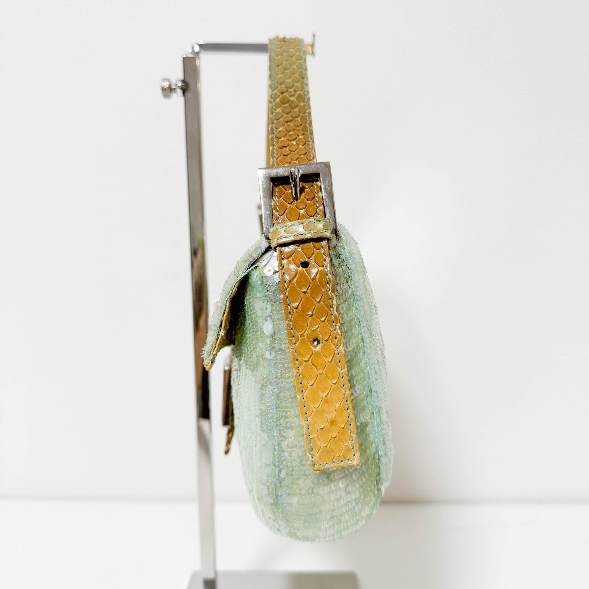 FENDI Baguette Pastel Green Sequin Shoulder Bag, in , Sold by HIVE PRELOVED - Shoulder Bags, ,