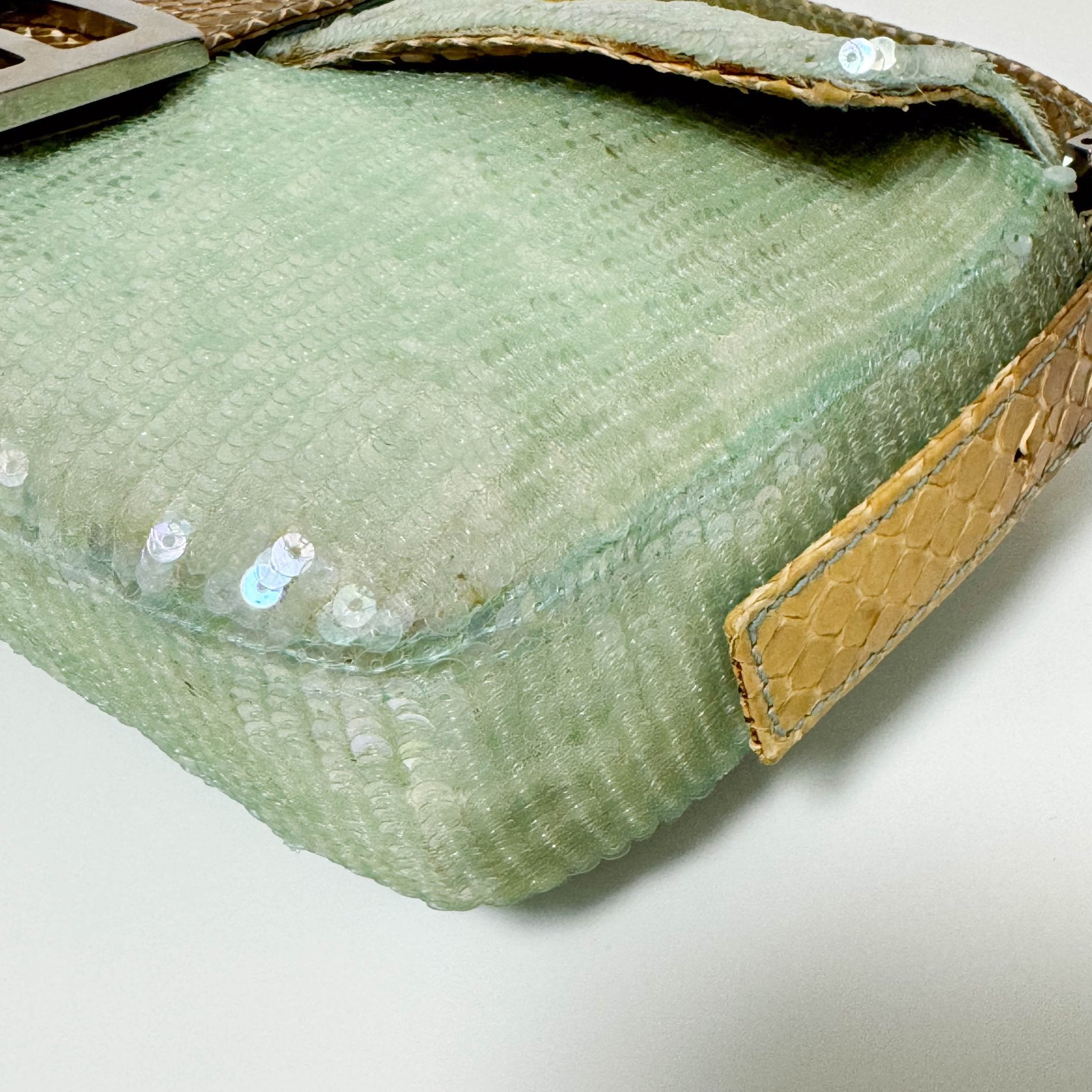 FENDI Baguette Pastel Green Sequin Shoulder Bag, in , Sold by HIVE PRELOVED - Shoulder Bags, ,