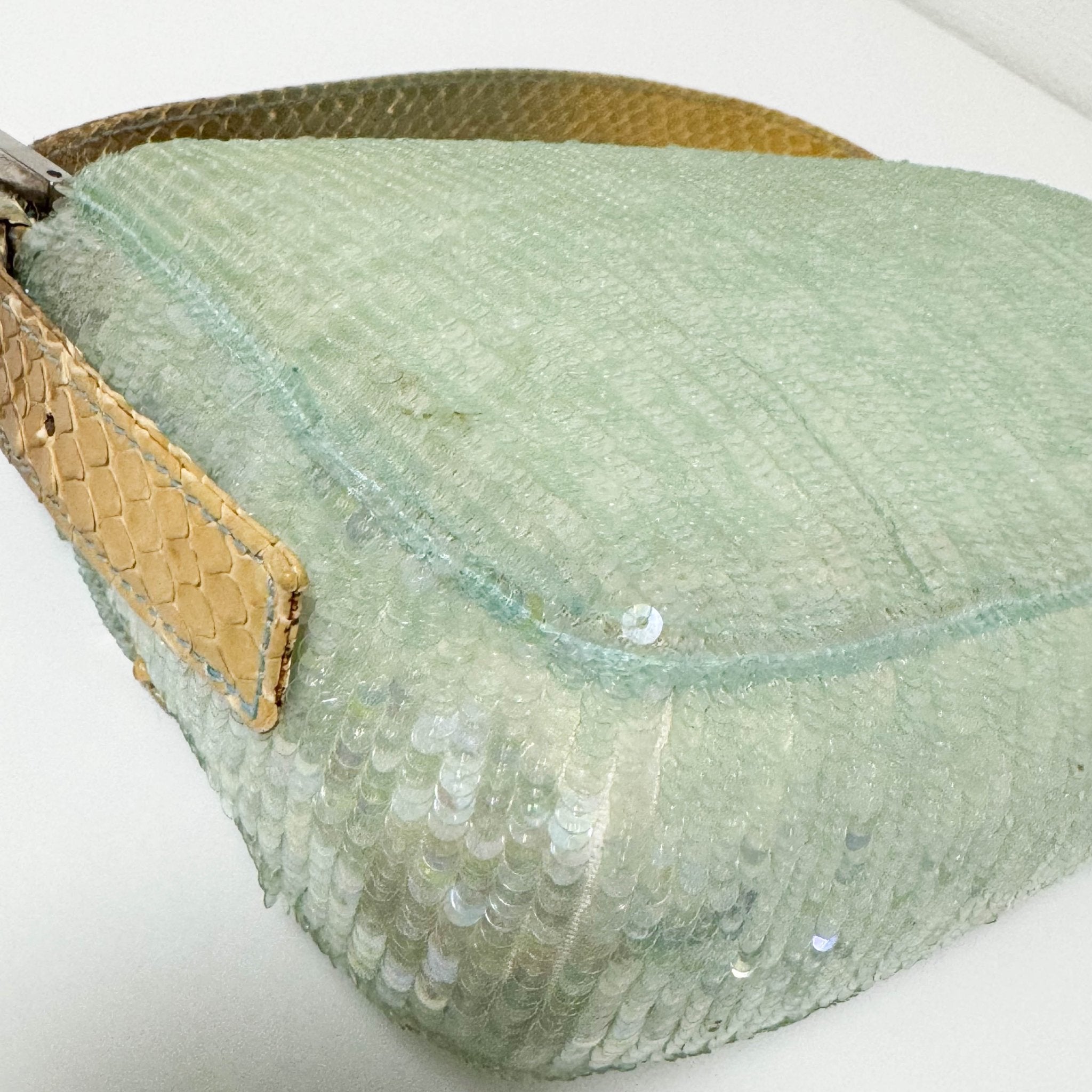 FENDI Baguette Pastel Green Sequin Shoulder Bag, in , Sold by HIVE PRELOVED - Shoulder Bags, ,