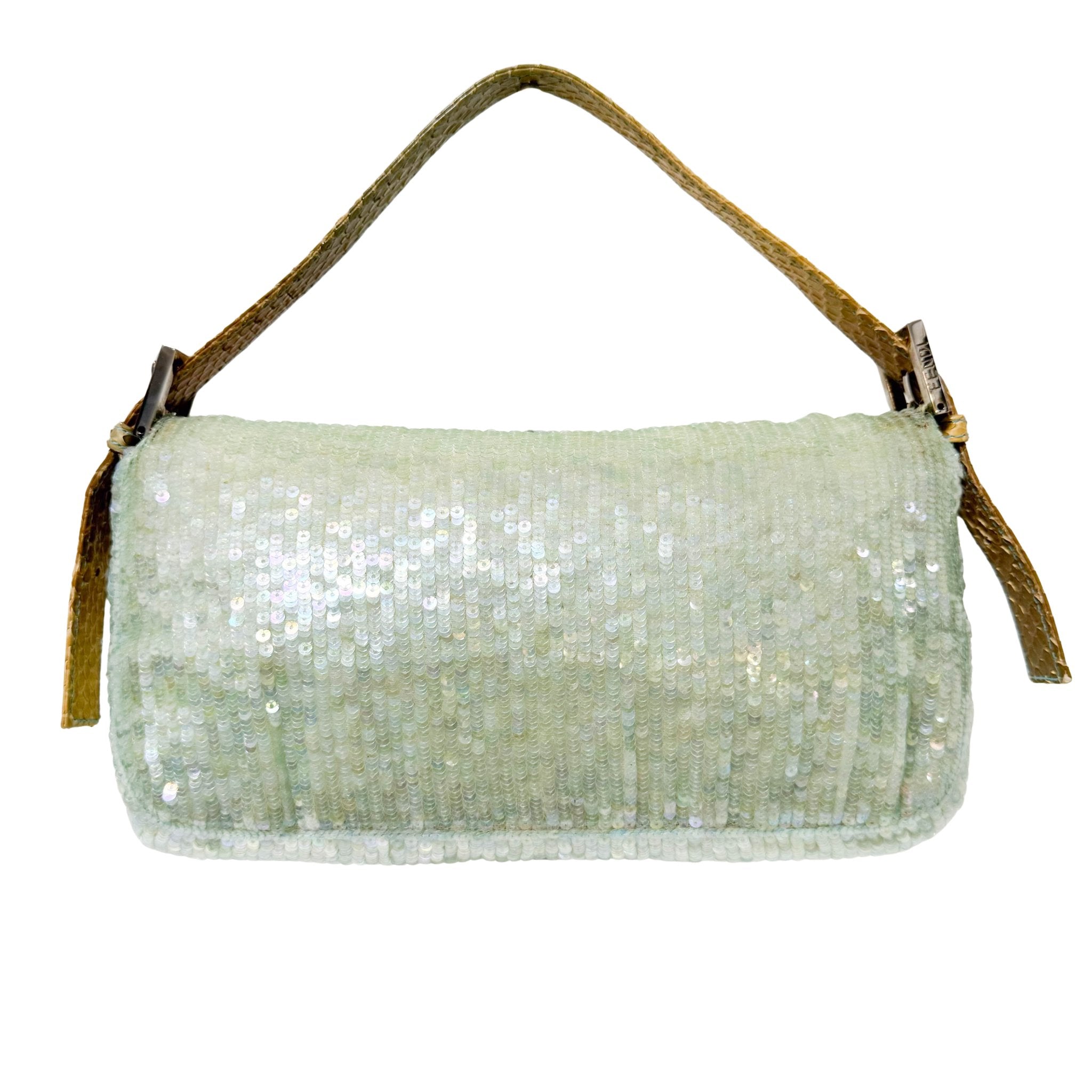 FENDI Baguette Pastel Green Sequin Shoulder Bag, in , Sold by HIVE PRELOVED - Shoulder Bags, ,