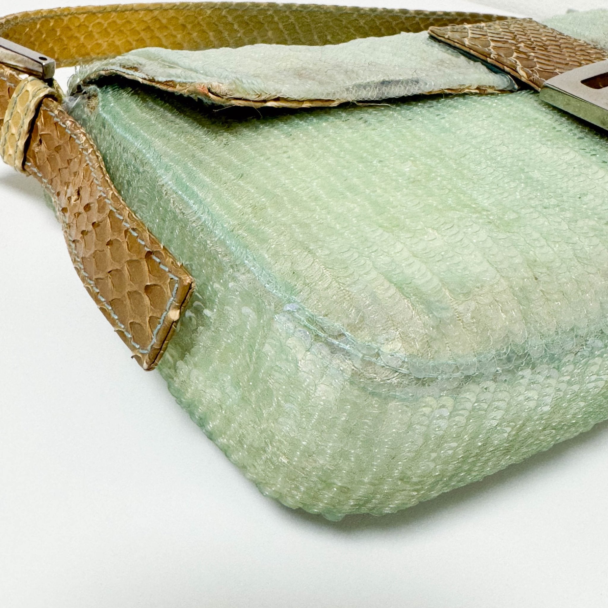 FENDI Baguette Pastel Green Sequin Shoulder Bag, in , Sold by HIVE PRELOVED - Shoulder Bags, ,