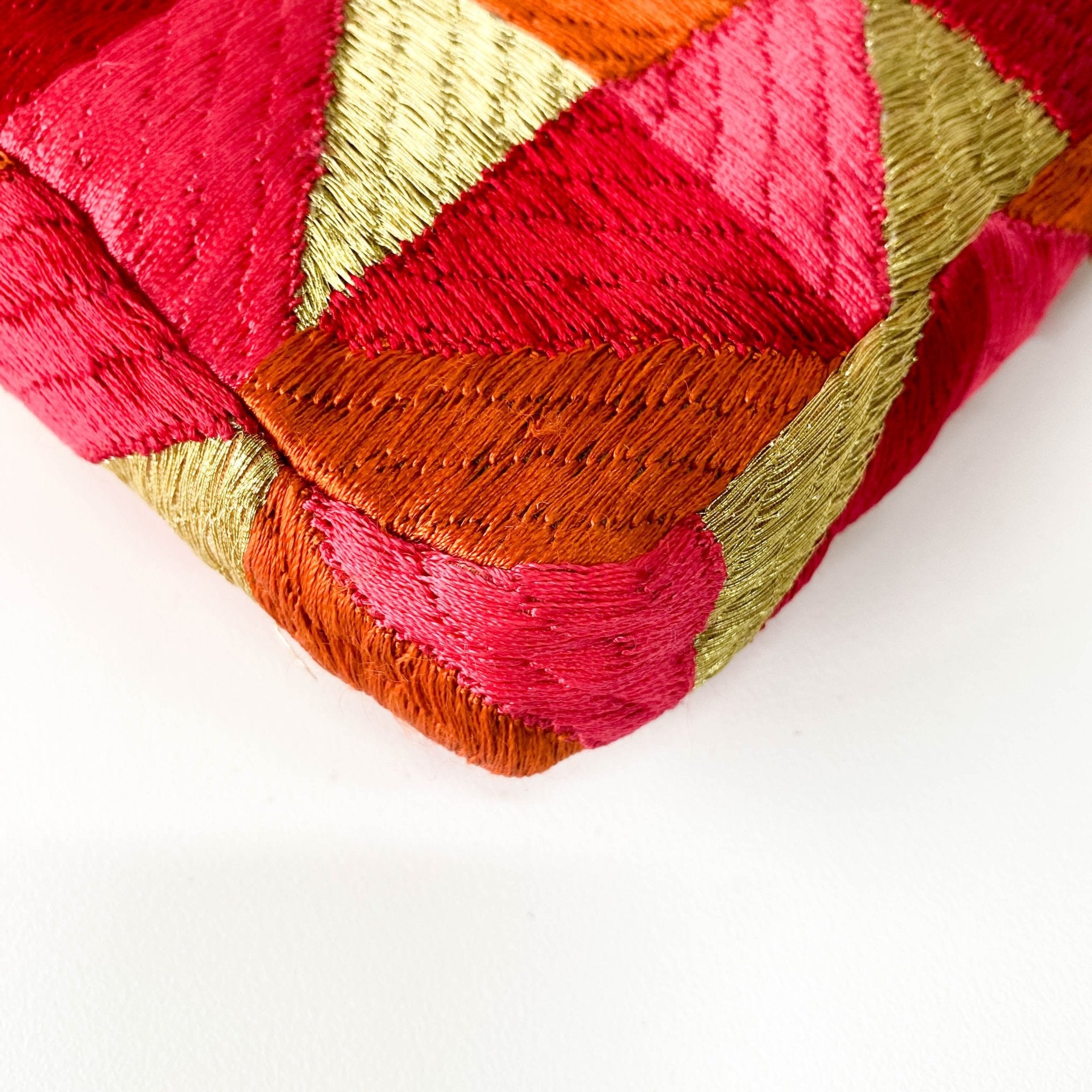 FENDI Baguette Patchwork Gold/ Pink/ Orange/ Red Embroidered Silk Gold Hardware Shoulder Bag, in , Sold by HIVE PRELOVED - Shoulder Bags, ,