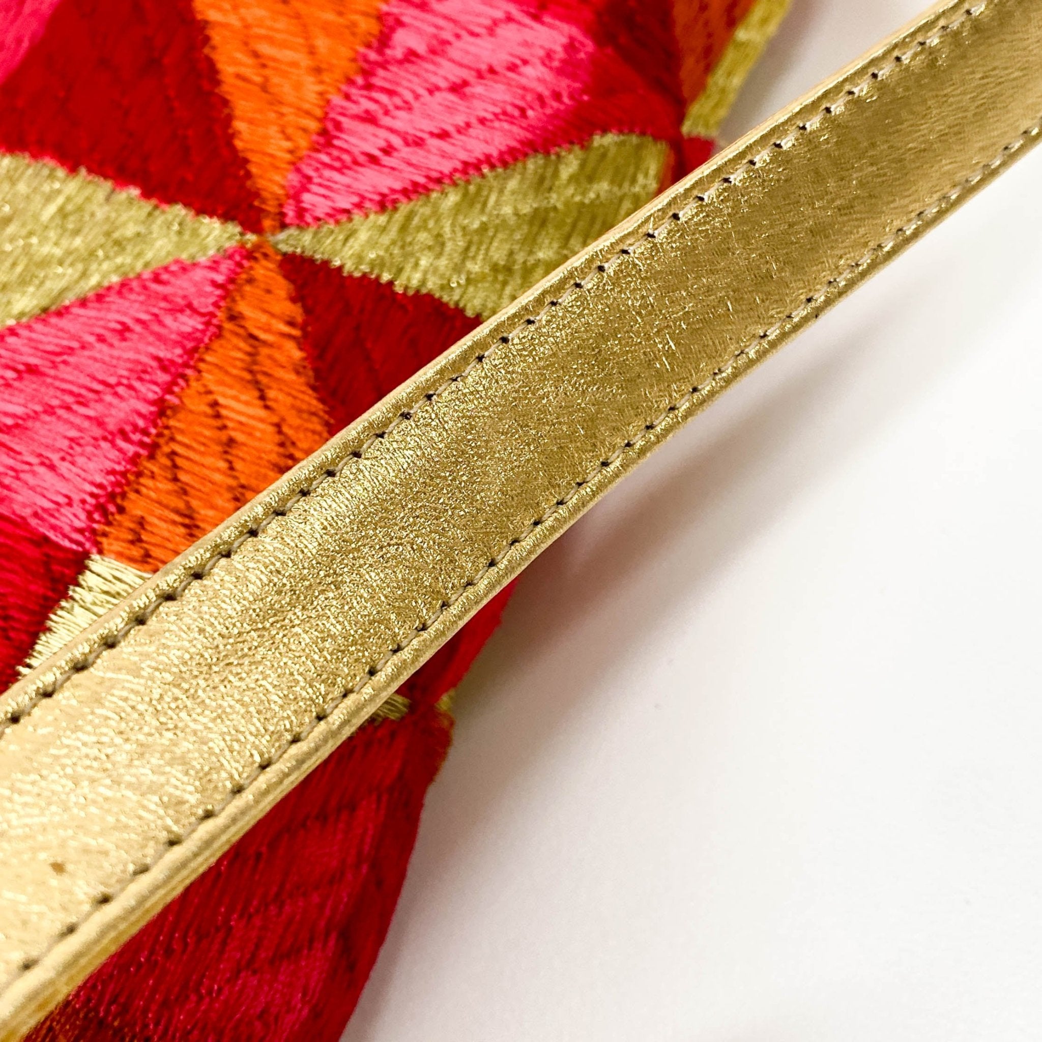 FENDI Baguette Patchwork Gold/ Pink/ Orange/ Red Embroidered Silk Gold Hardware Shoulder Bag, in , Sold by HIVE PRELOVED - Shoulder Bags, ,