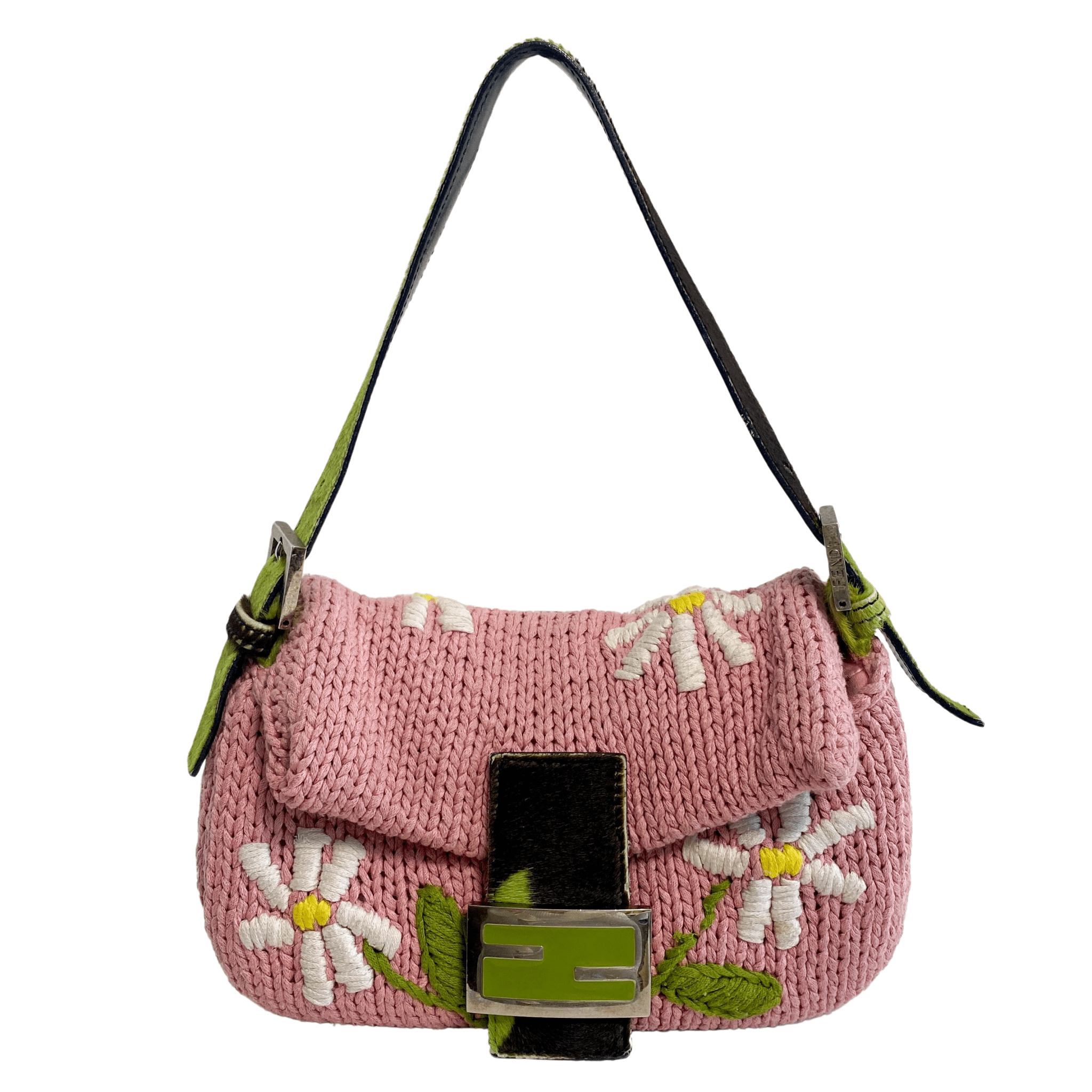 FENDI Baguette Pink Floral Knit, in , Sold by HIVE PRELOVED - Crossbody bags, Shoulder Bags,