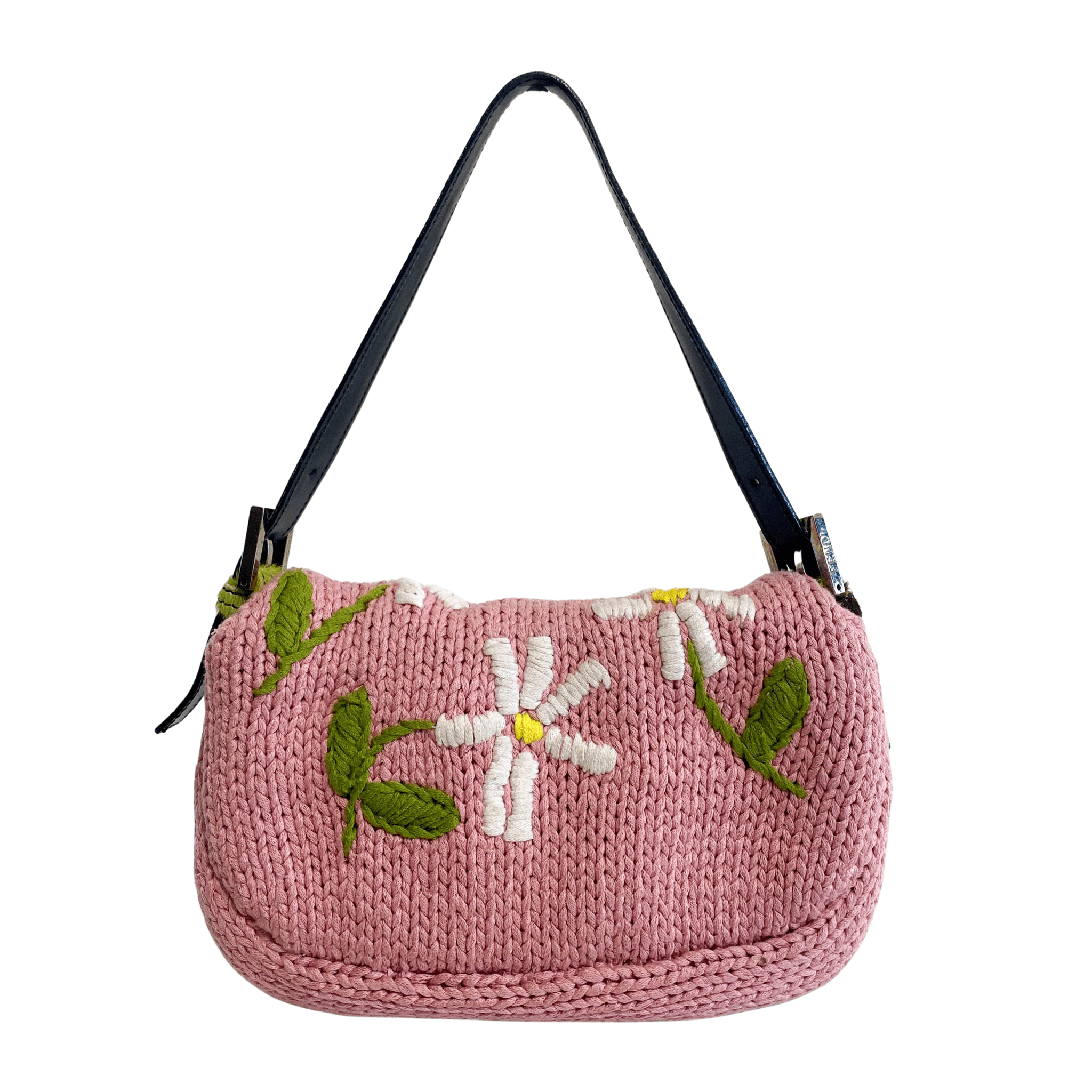 FENDI Baguette Pink Floral Knit, in , Sold by HIVE PRELOVED - Crossbody bags, Shoulder Bags,