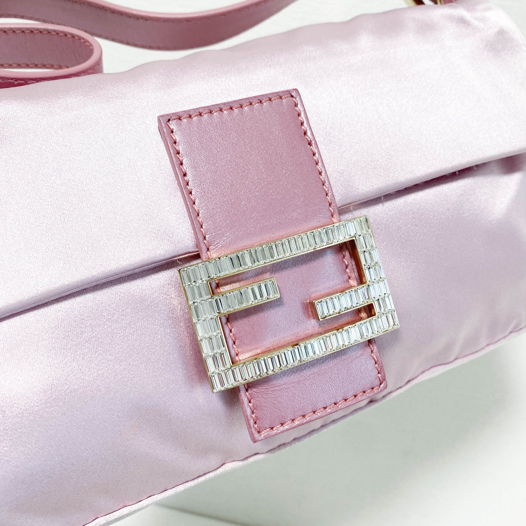 FENDI Baguette Pink Satin Rhinestone Shoulder Bag, in , Sold by HIVE PRELOVED - Shoulder Bags, ,