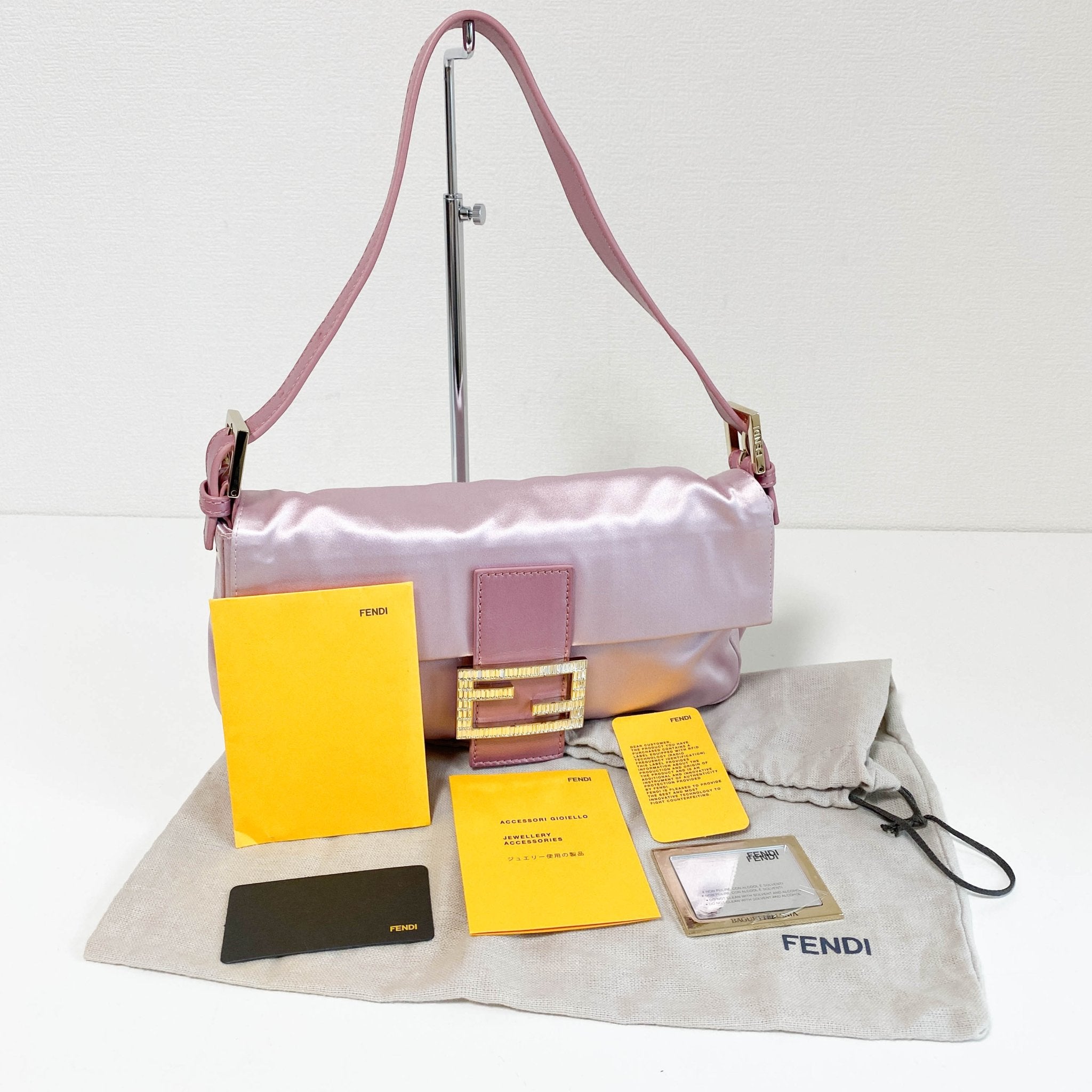 FENDI Baguette Pink Satin Rhinestone Shoulder Bag, in , Sold by HIVE PRELOVED - Shoulder Bags, ,