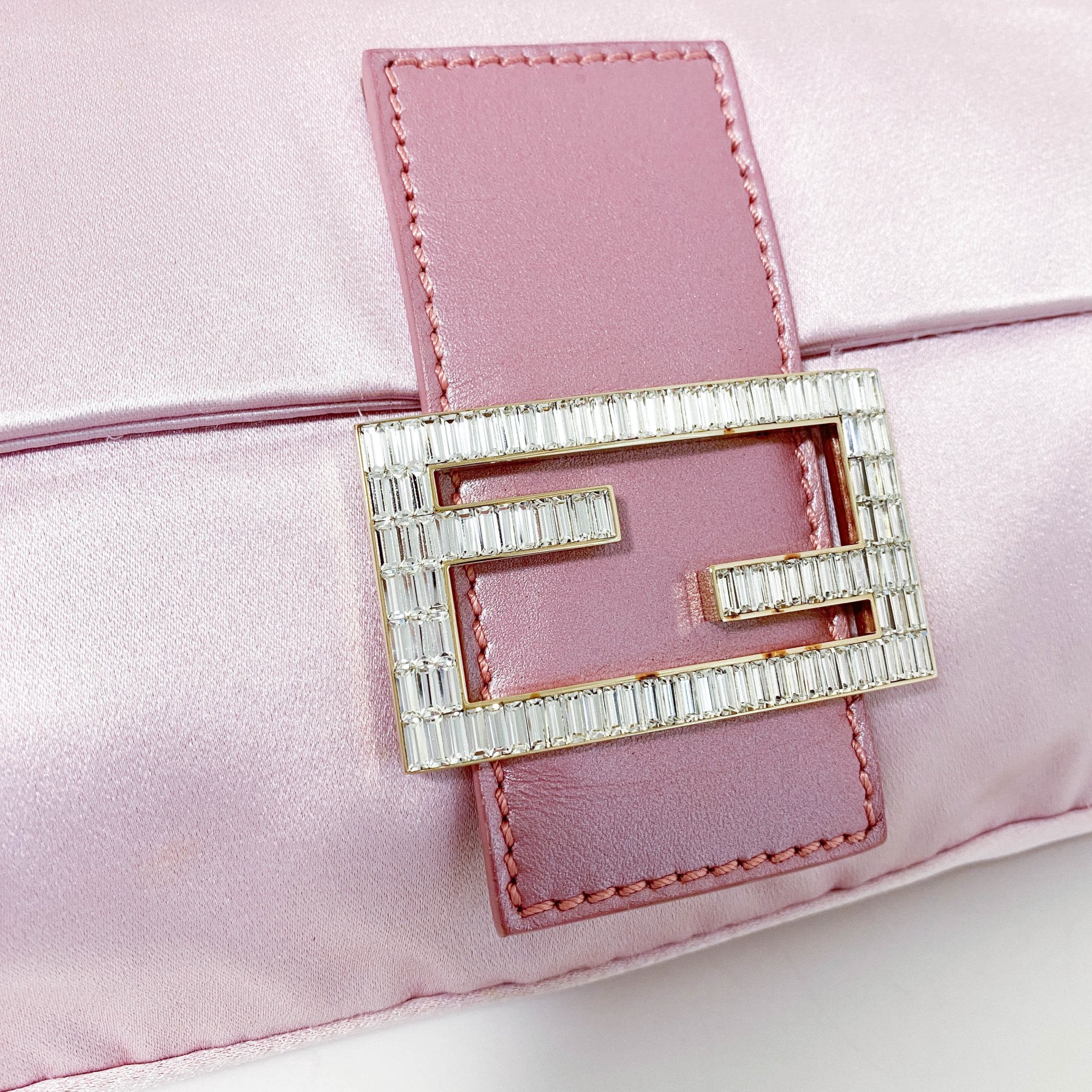 FENDI Baguette Pink Satin Rhinestone Shoulder Bag, in , Sold by HIVE PRELOVED - Shoulder Bags, ,